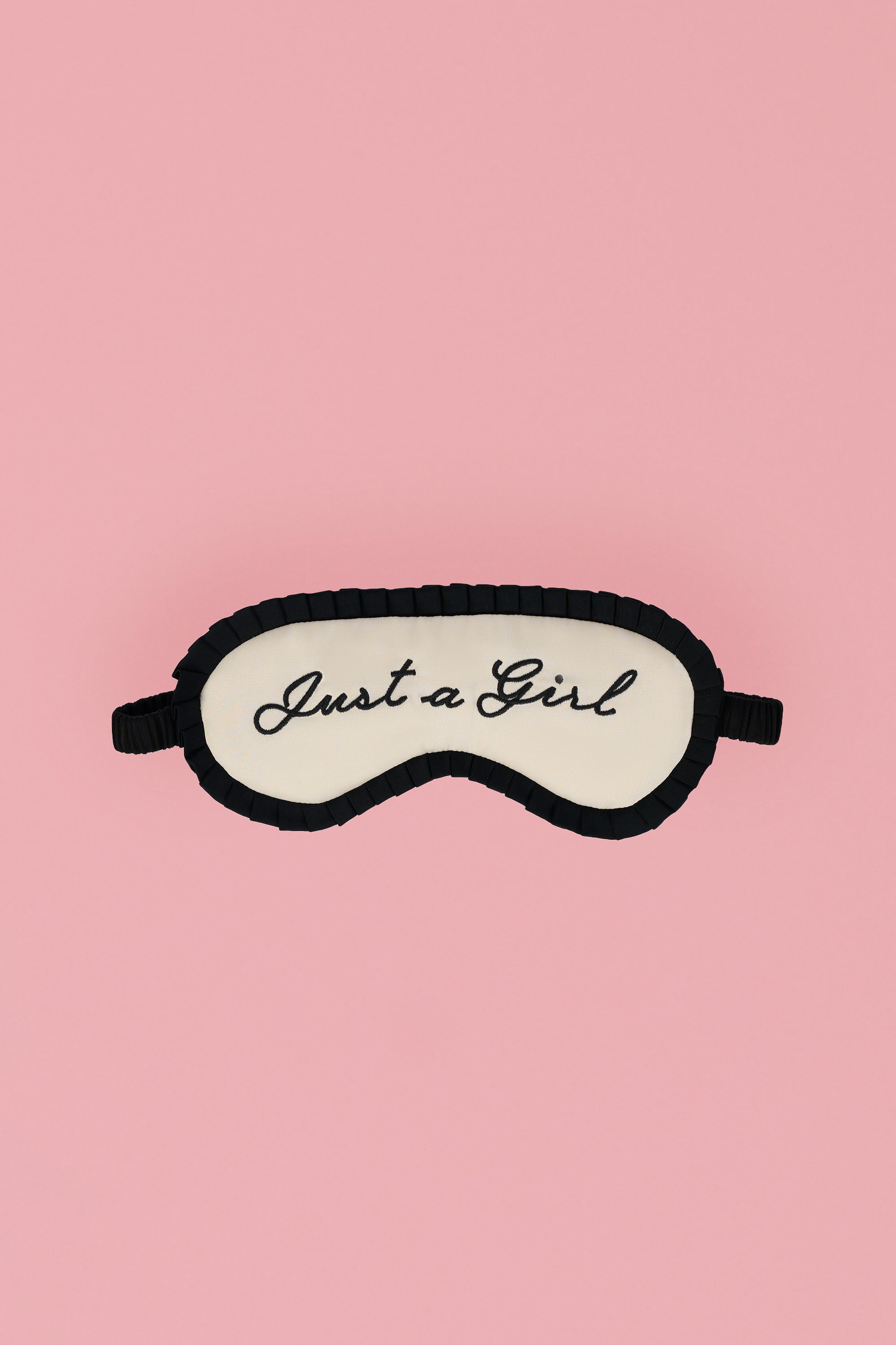 Ruya Ruffle-Trim Embroidered Eye Mask in Ivory - Image 2