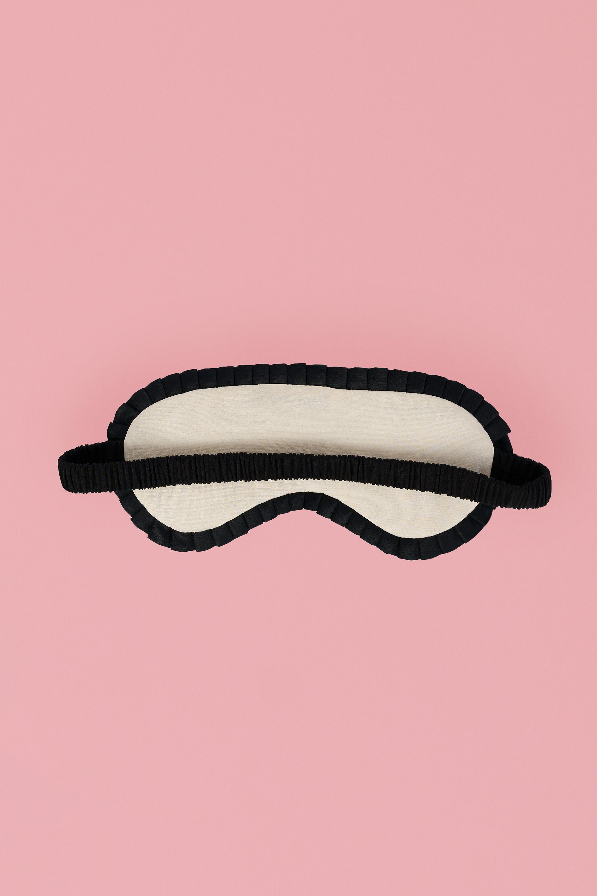 Ruya Ruffle-Trim Embroidered Eye Mask in Ivory - Image 3