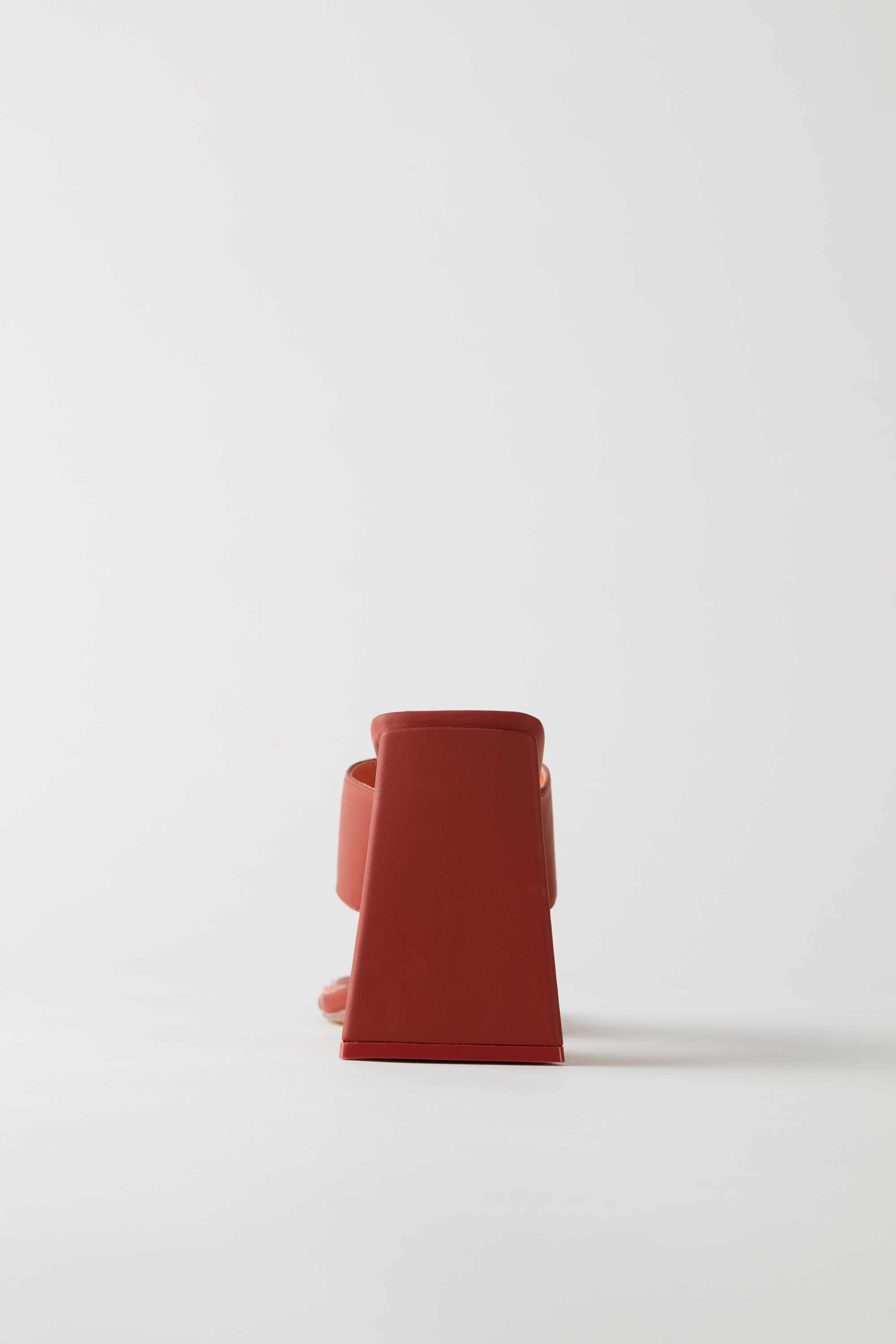 Love Triangle Toe Post Leatherette Mule Heels in Terracotta - Image 4