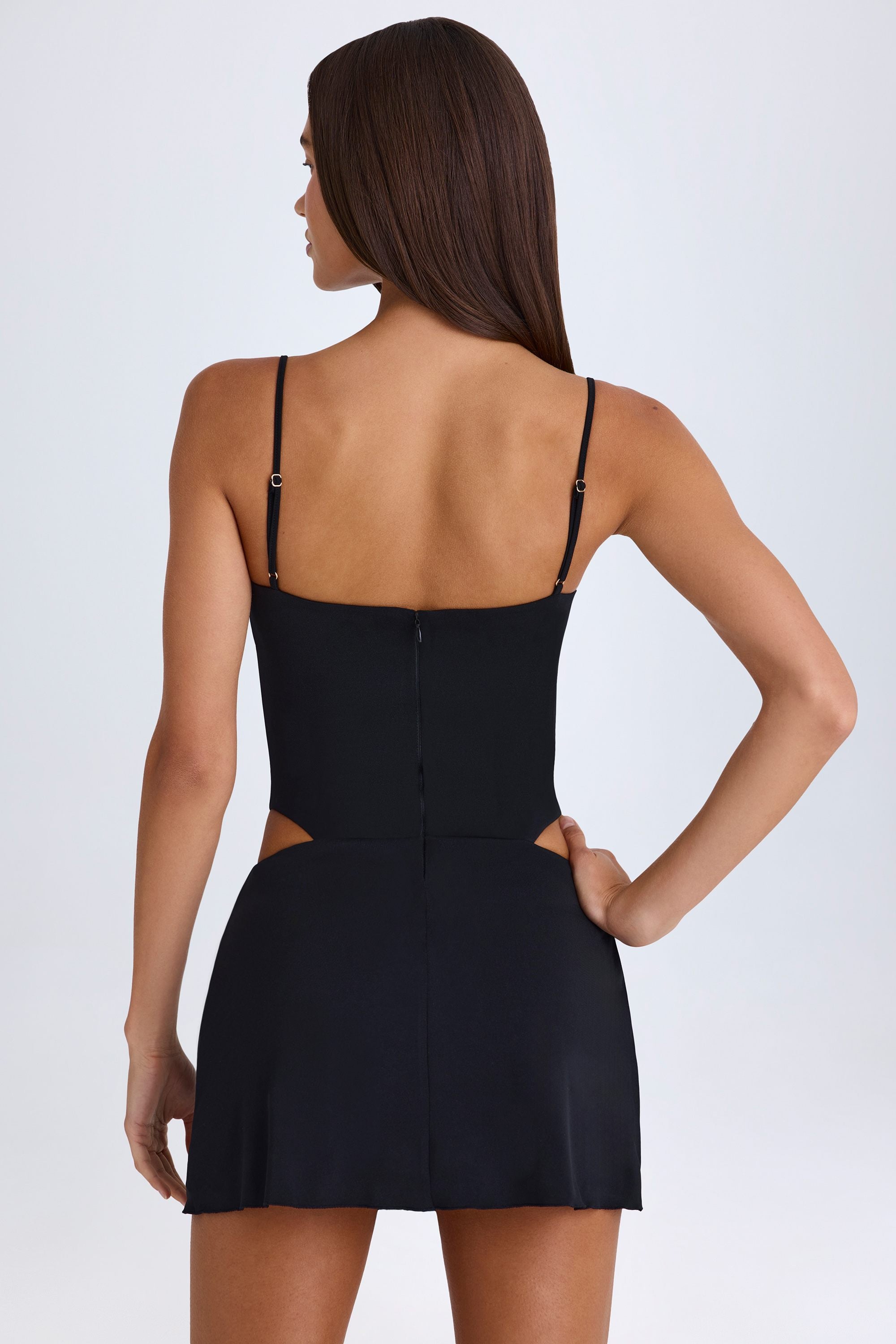 Shiloh Draped Cut-Out Mini Dress in Black - Image 4