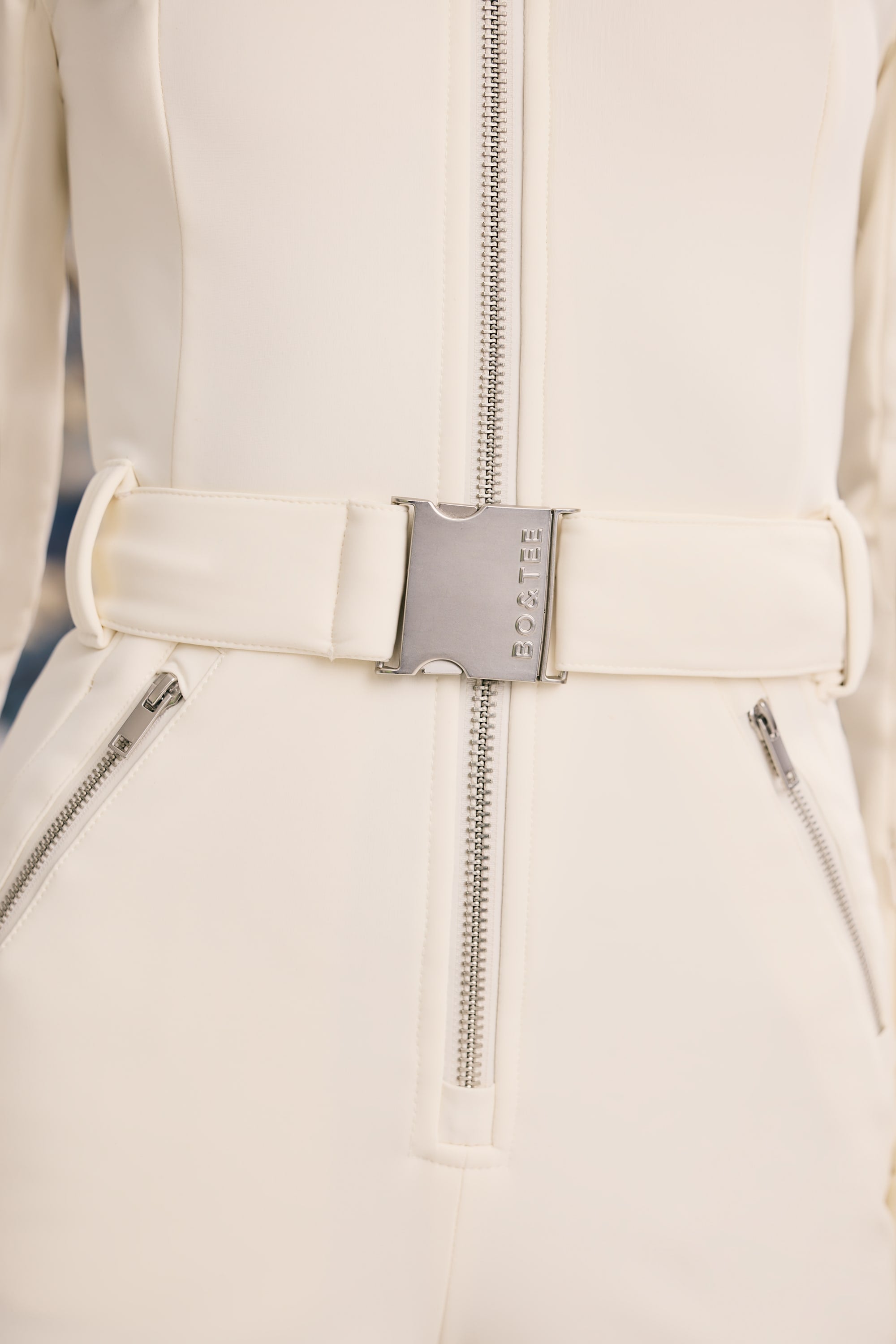 Fleece-Lined Belted Ski Suit in Ice White - Image 4