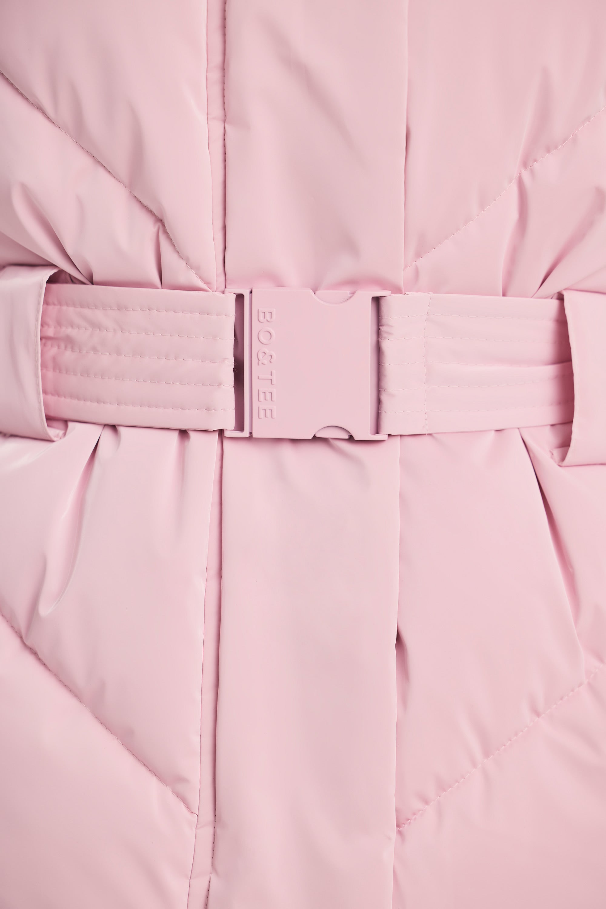 Oversized Quilted Hooded Ski Jacket in Pastel Pink - Image 4