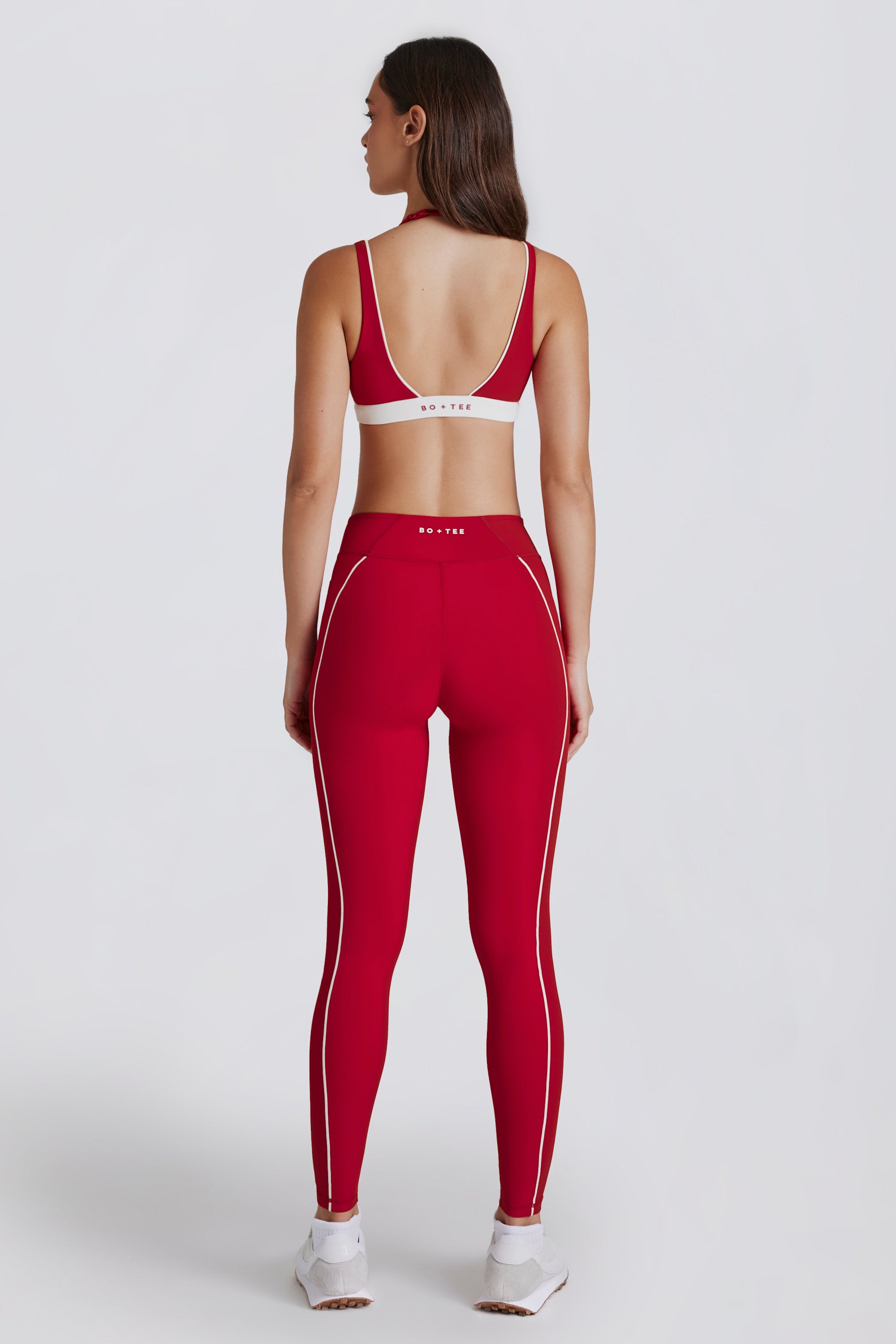 Soft Active Contrast Leggings in Dark Red - Image 3