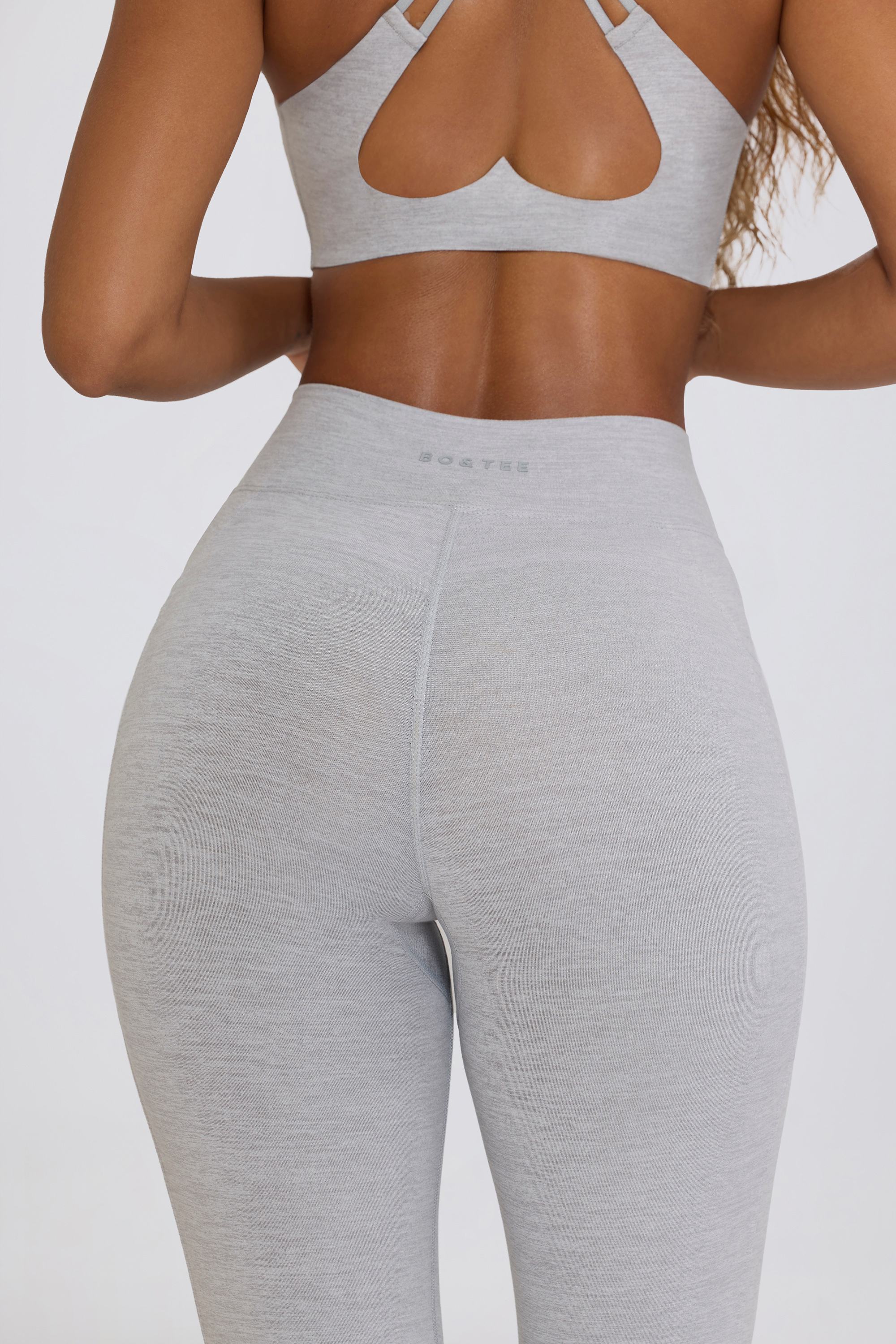 Soft Active Crossover Flared Trousers in Grey Marl - Image 4