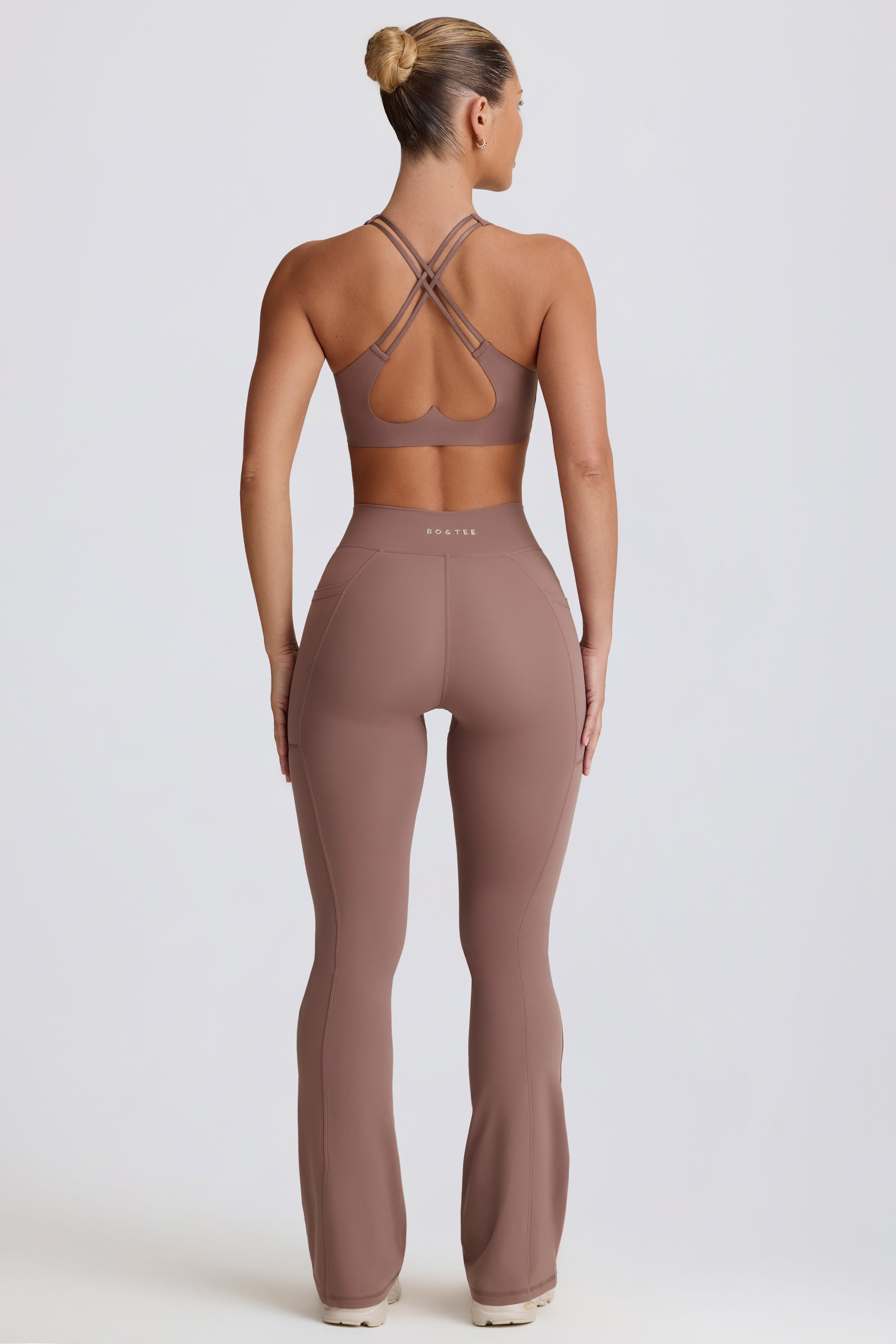 Soft Active Crossover Flared Trousers in Mocha - Image 2