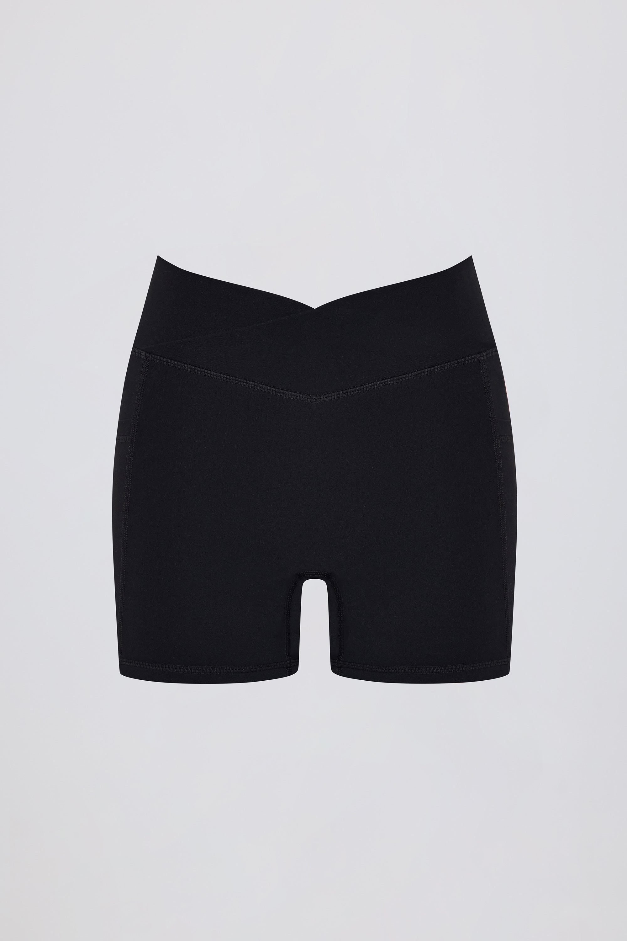 Soft Active Crossover Pocket Shorts in Black - Image 4