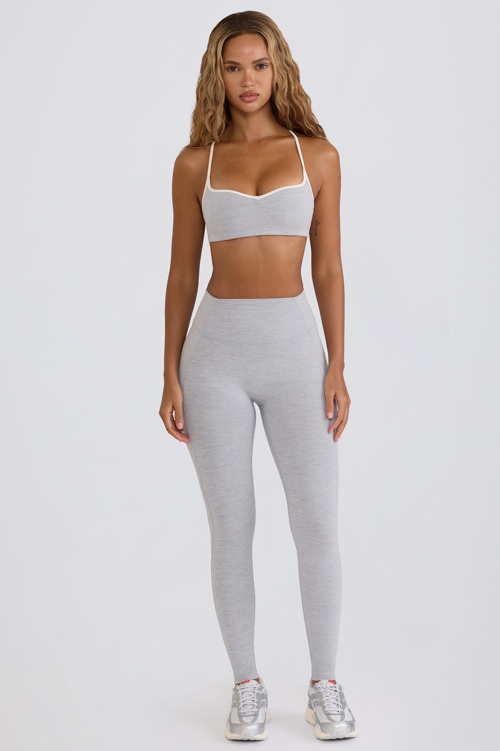 Soft Active Mid-Rise Leggings in Grey Marl - Image 2