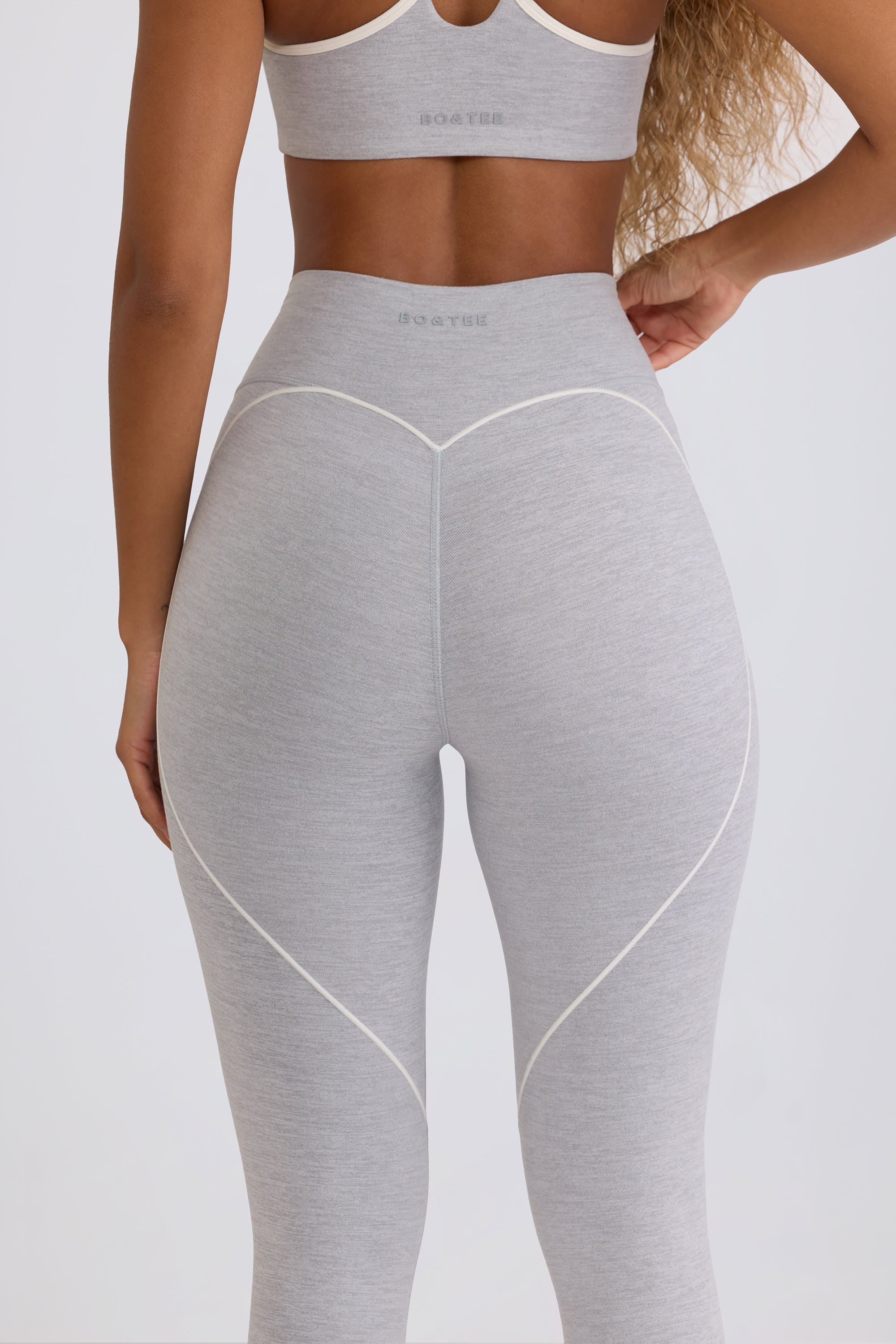 Soft Active Mid-Rise Leggings in Grey Marl - Image 4