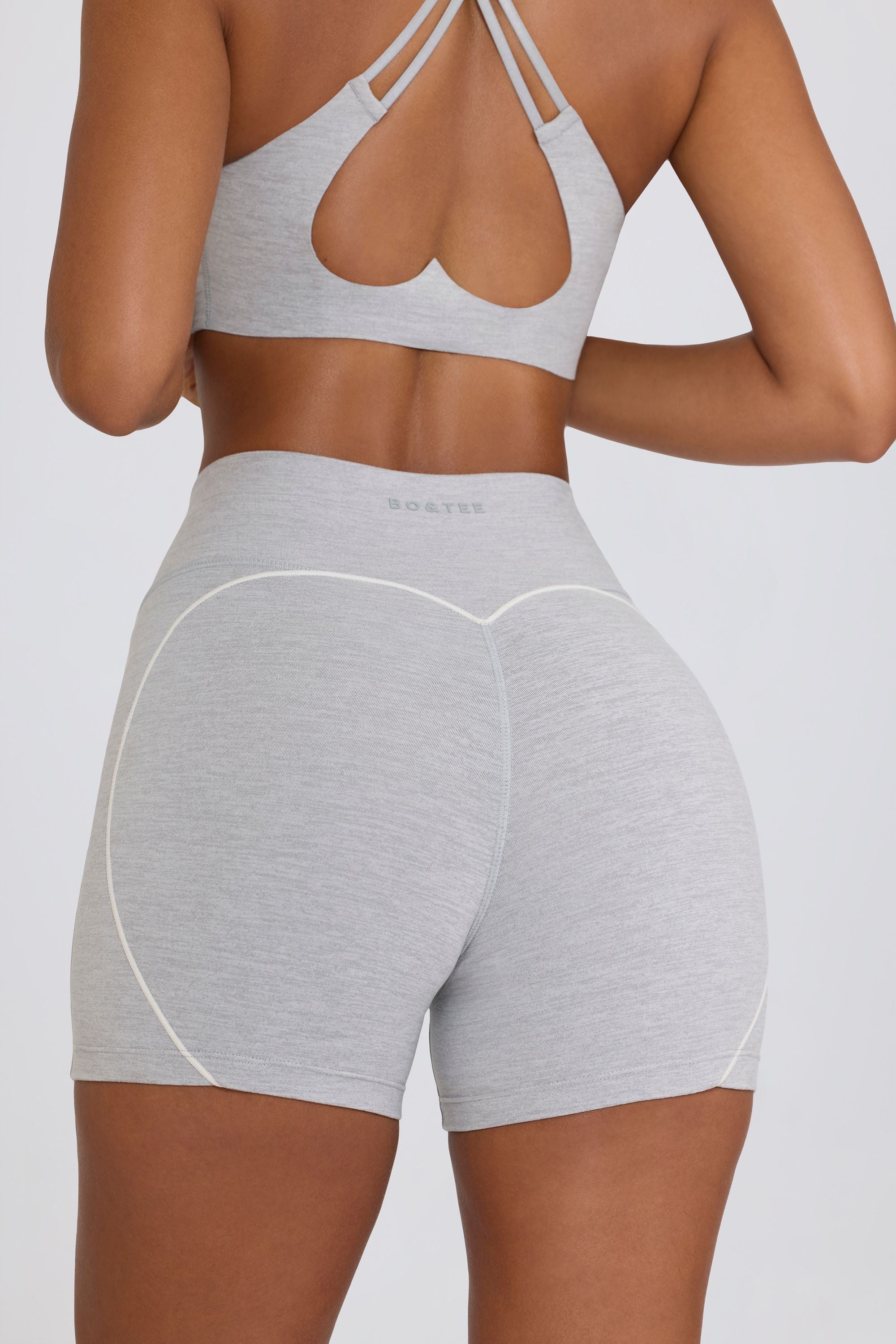 Soft Active Mini Shorts in Grey Marl - Image 4