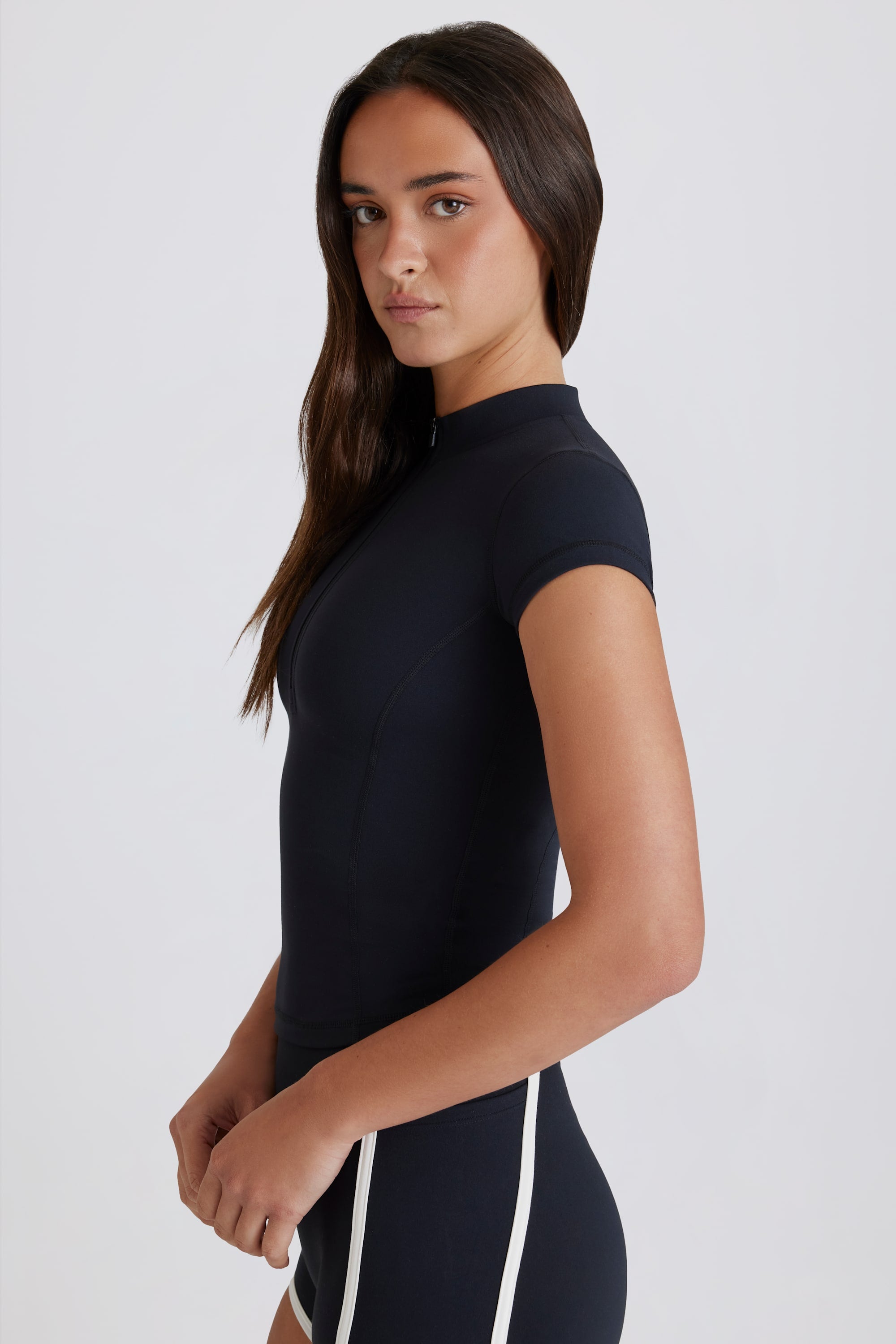 Soft Active Quarter-Zip Top in Black - Image 3