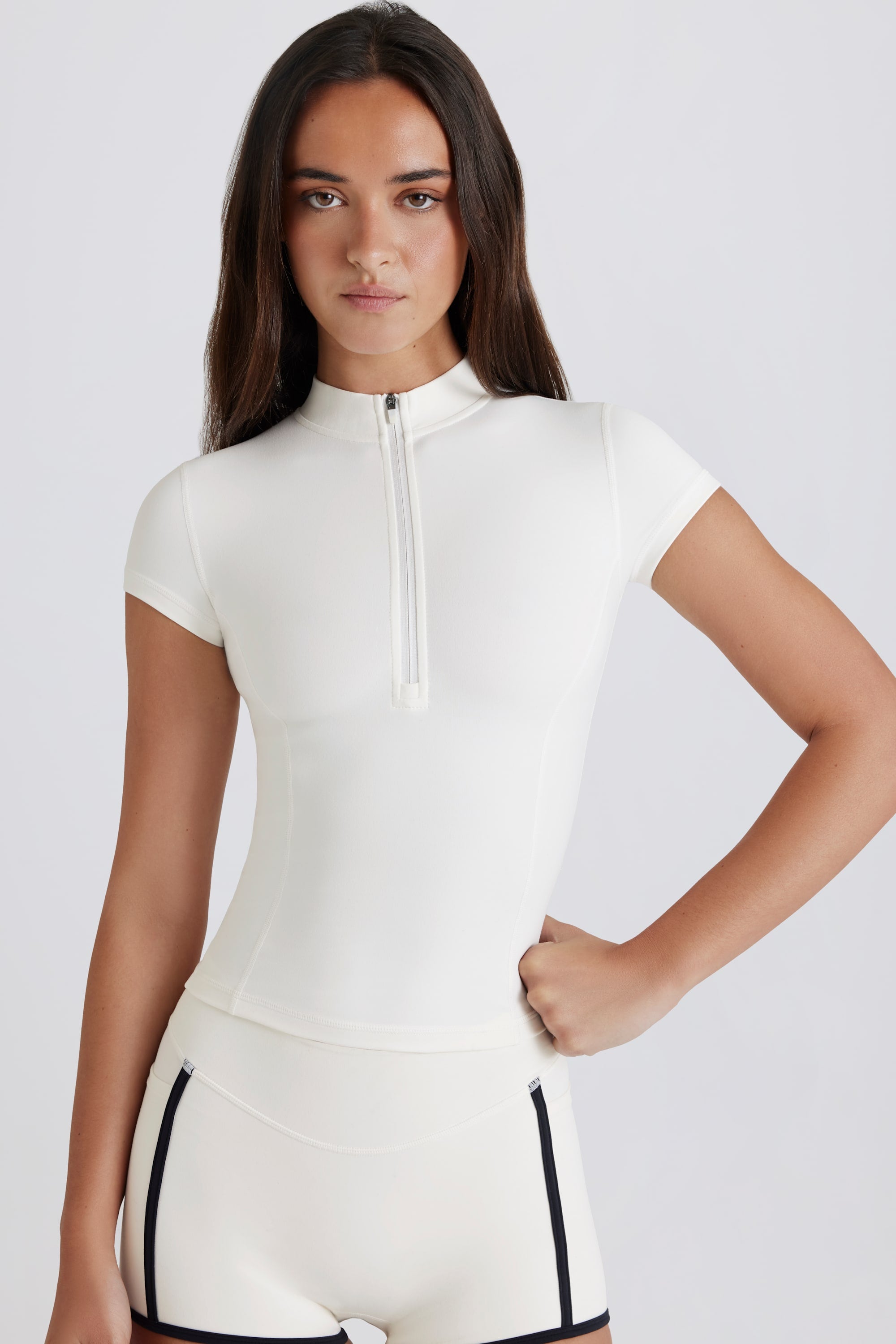 Soft Active Quarter-Zip Top in Ivory - Image 5