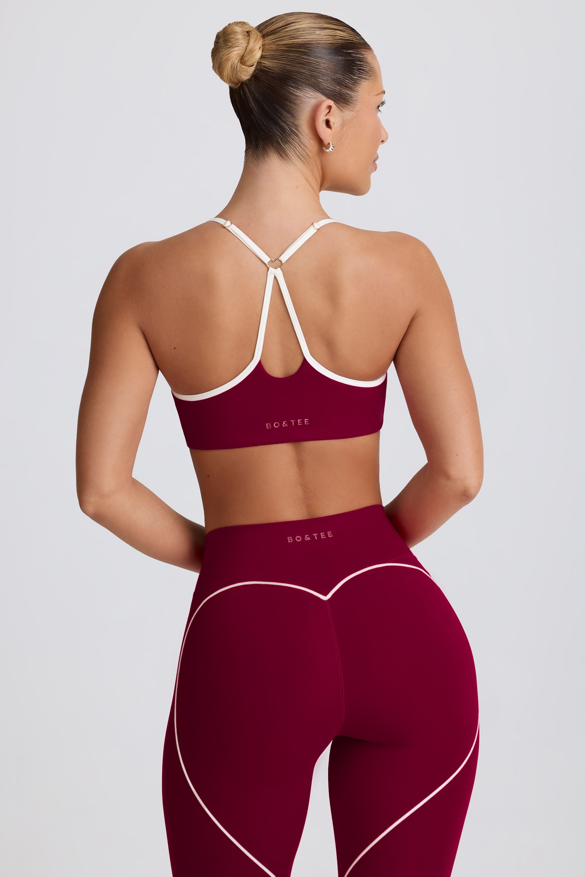 Soft Active Sweetheart-Neck Sports Bra in Burgundy - Image 2