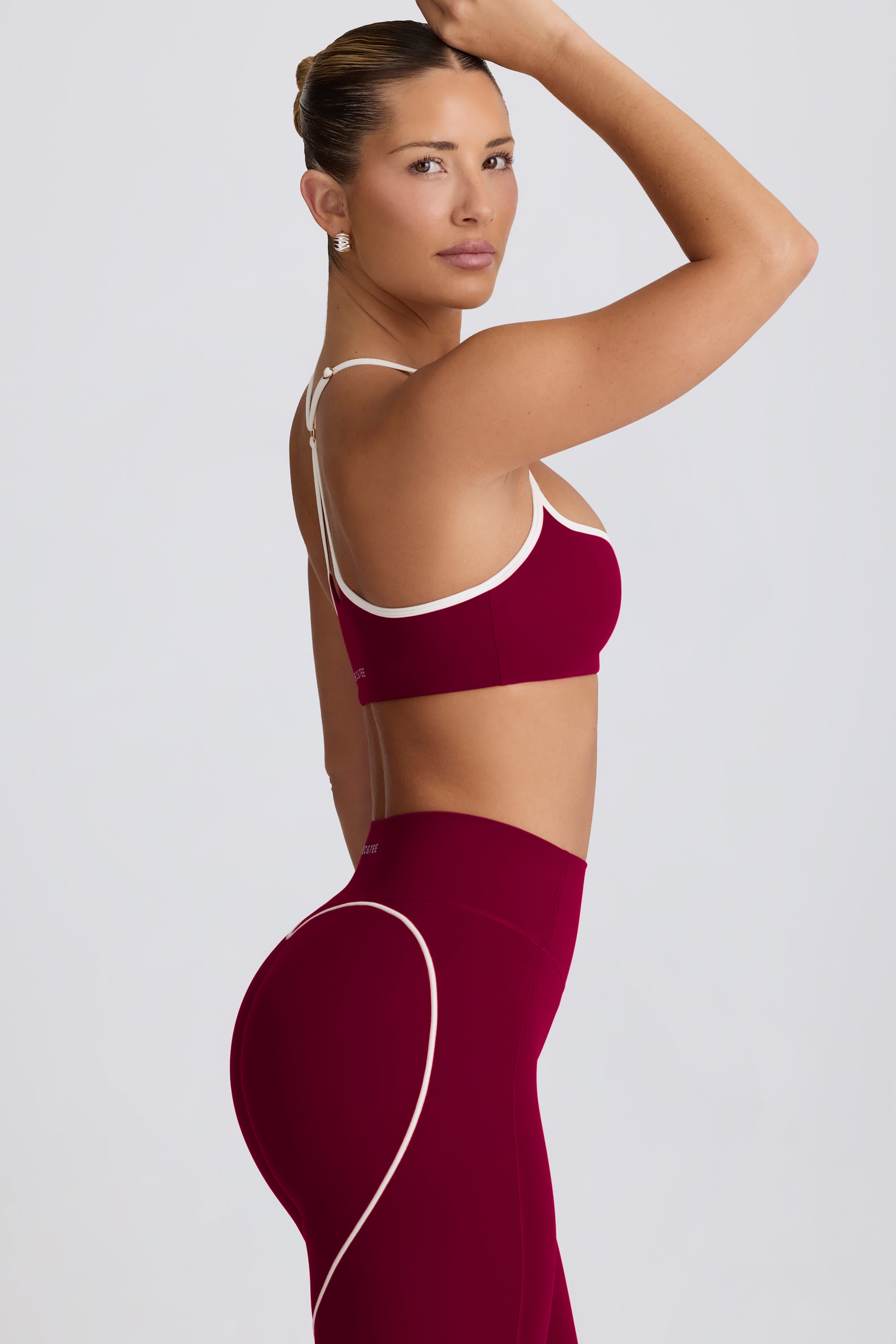 Soft Active Sweetheart-Neck Sports Bra in Burgundy - Image 3
