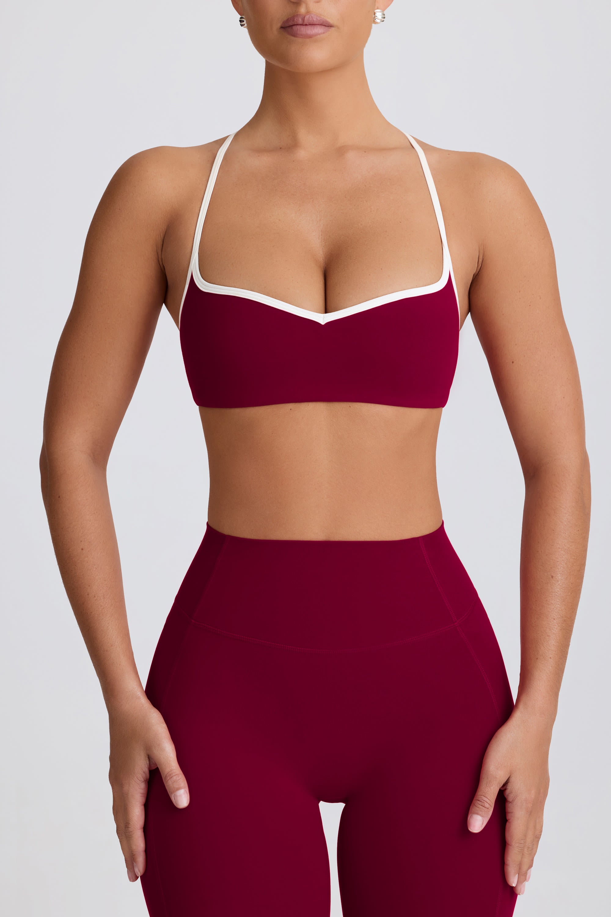 Soft Active Sweetheart-Neck Sports Bra in Burgundy - Image 4