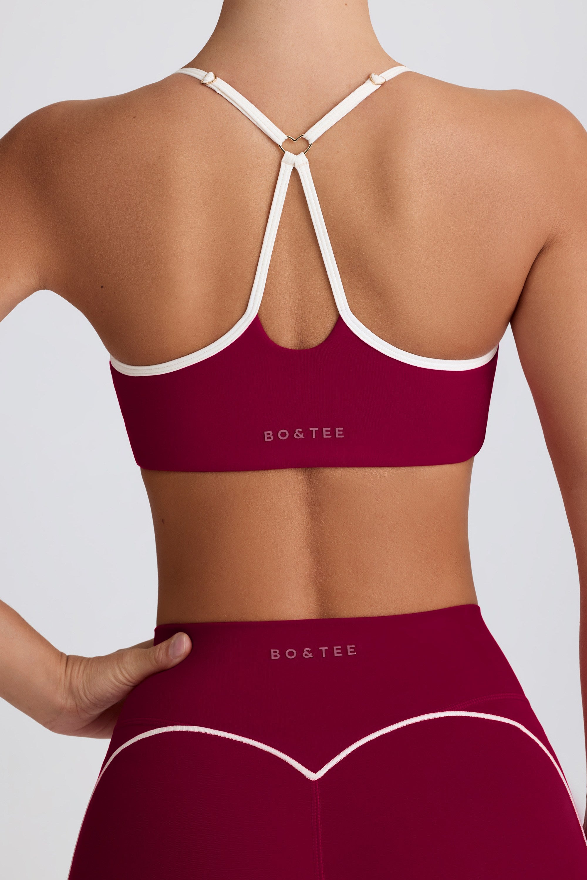 Soft Active Sweetheart-Neck Sports Bra in Burgundy - Image 5