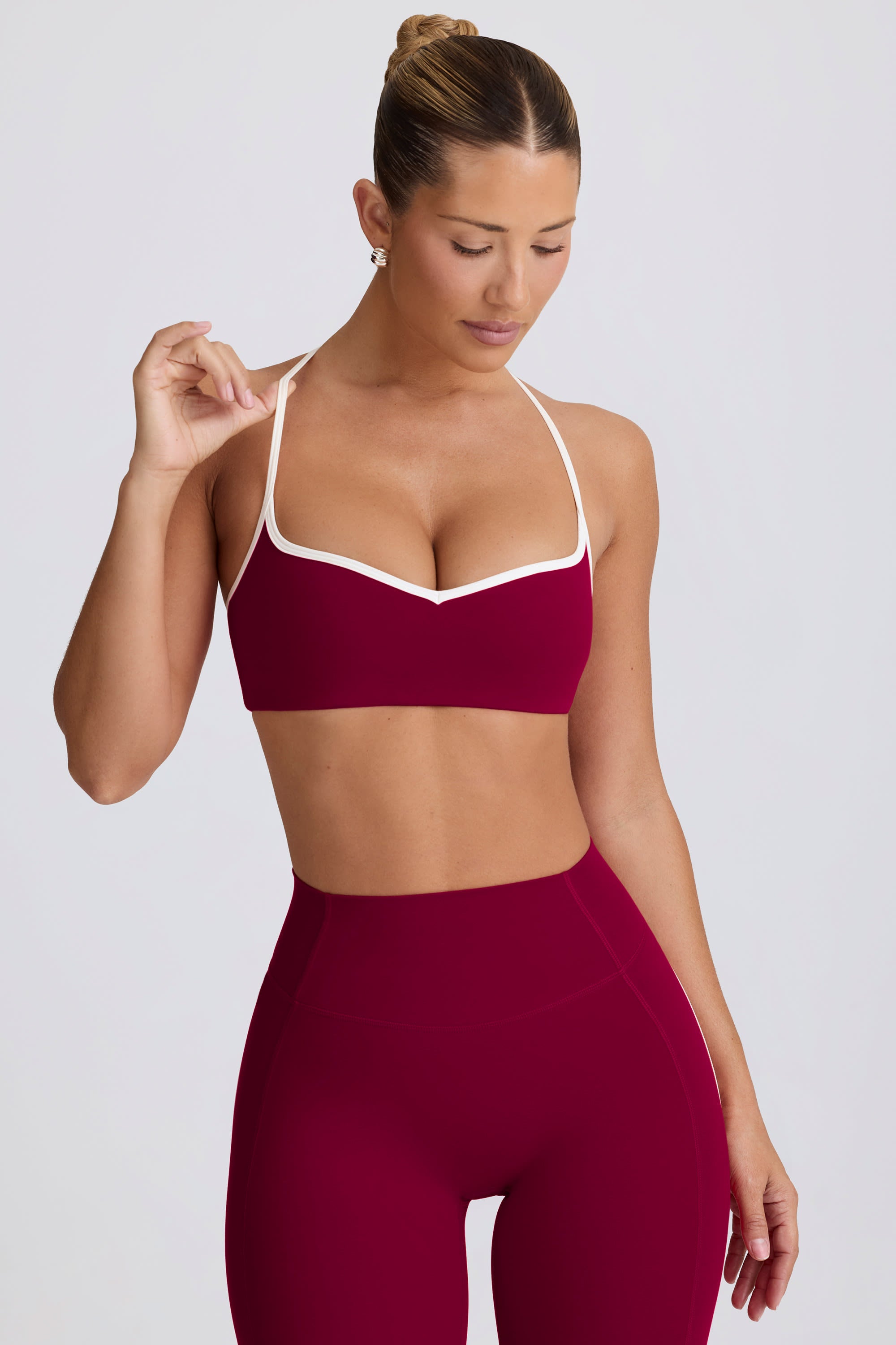 Soft Active Sweetheart-Neck Sports Bra in Burgundy - Image 6