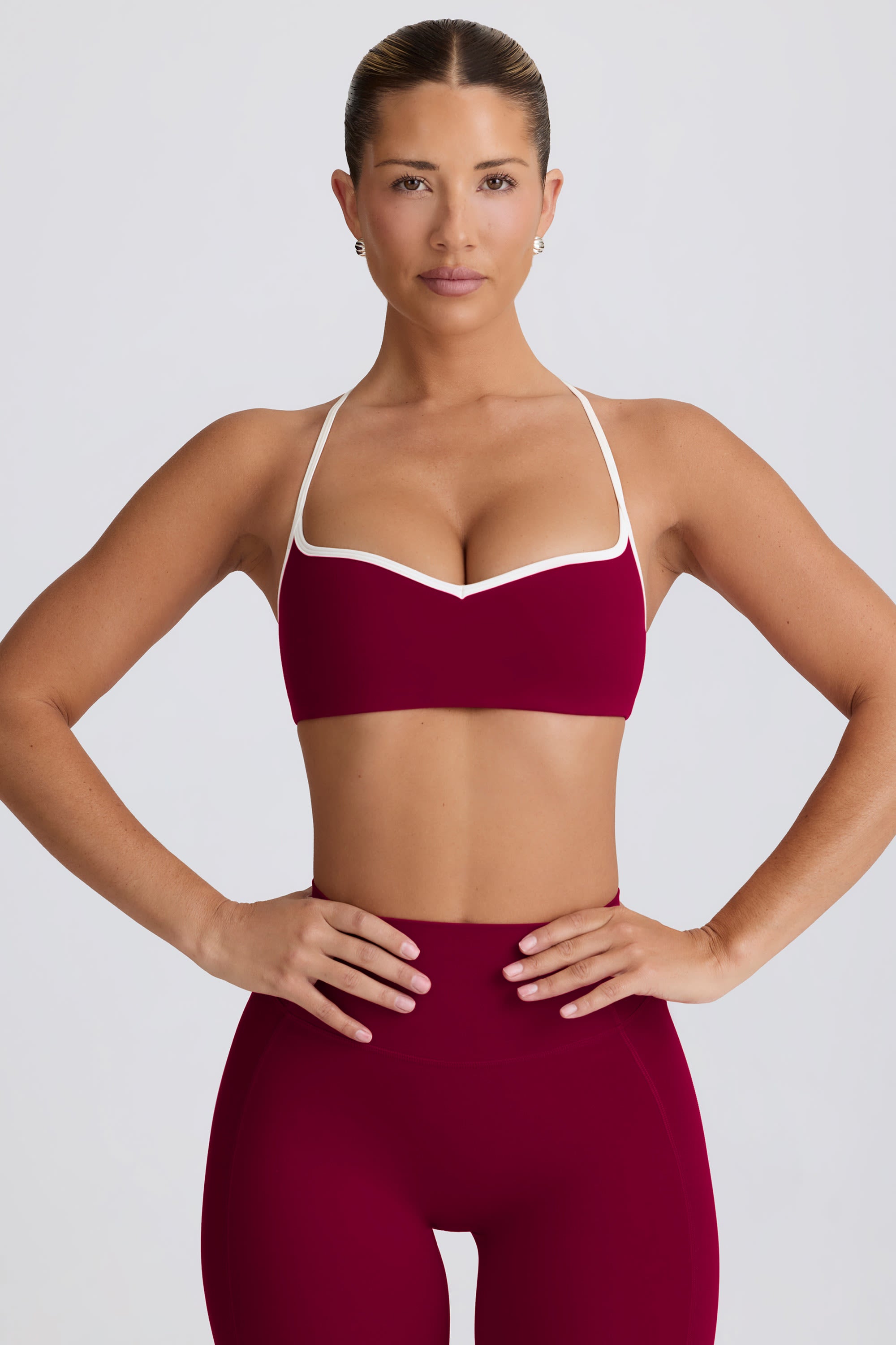 Soft Active Sweetheart-Neck Sports Bra in Burgundy - Image 7