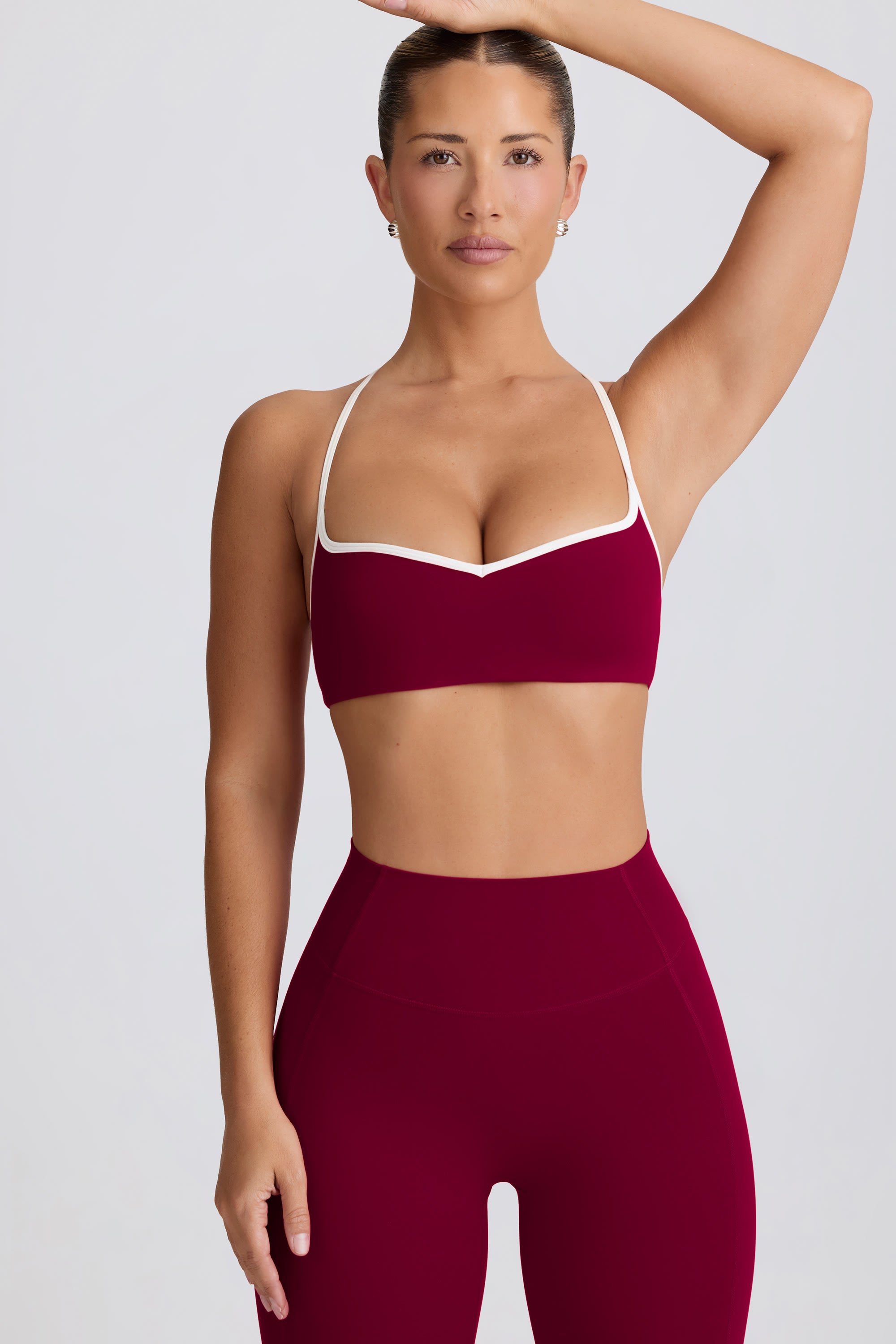 Soft Active Sweetheart-Neck Sports Bra in Burgundy - Image 8