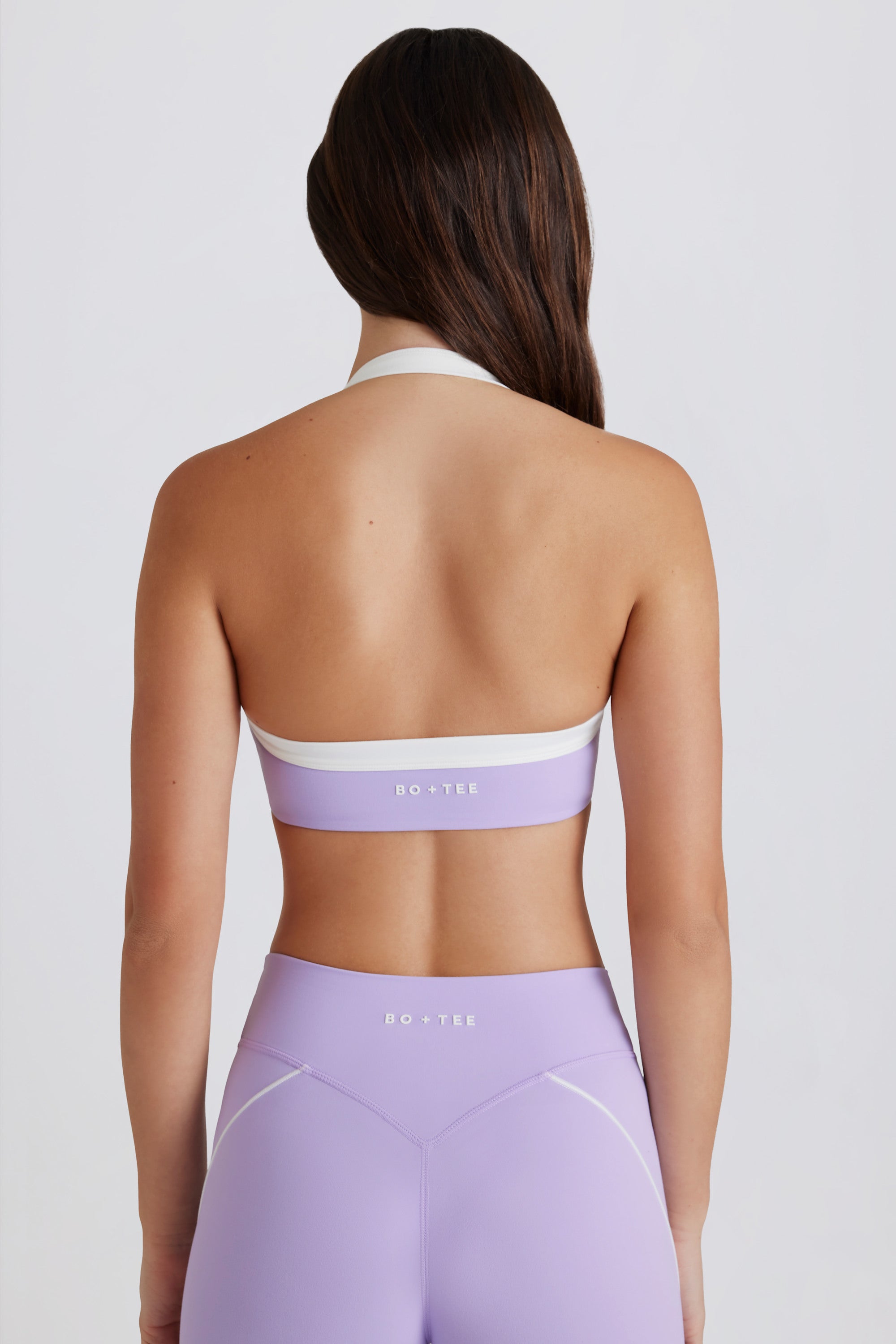 Soft Active Twist-Front Halterneck Sports Bra in Lilac - Image 2
