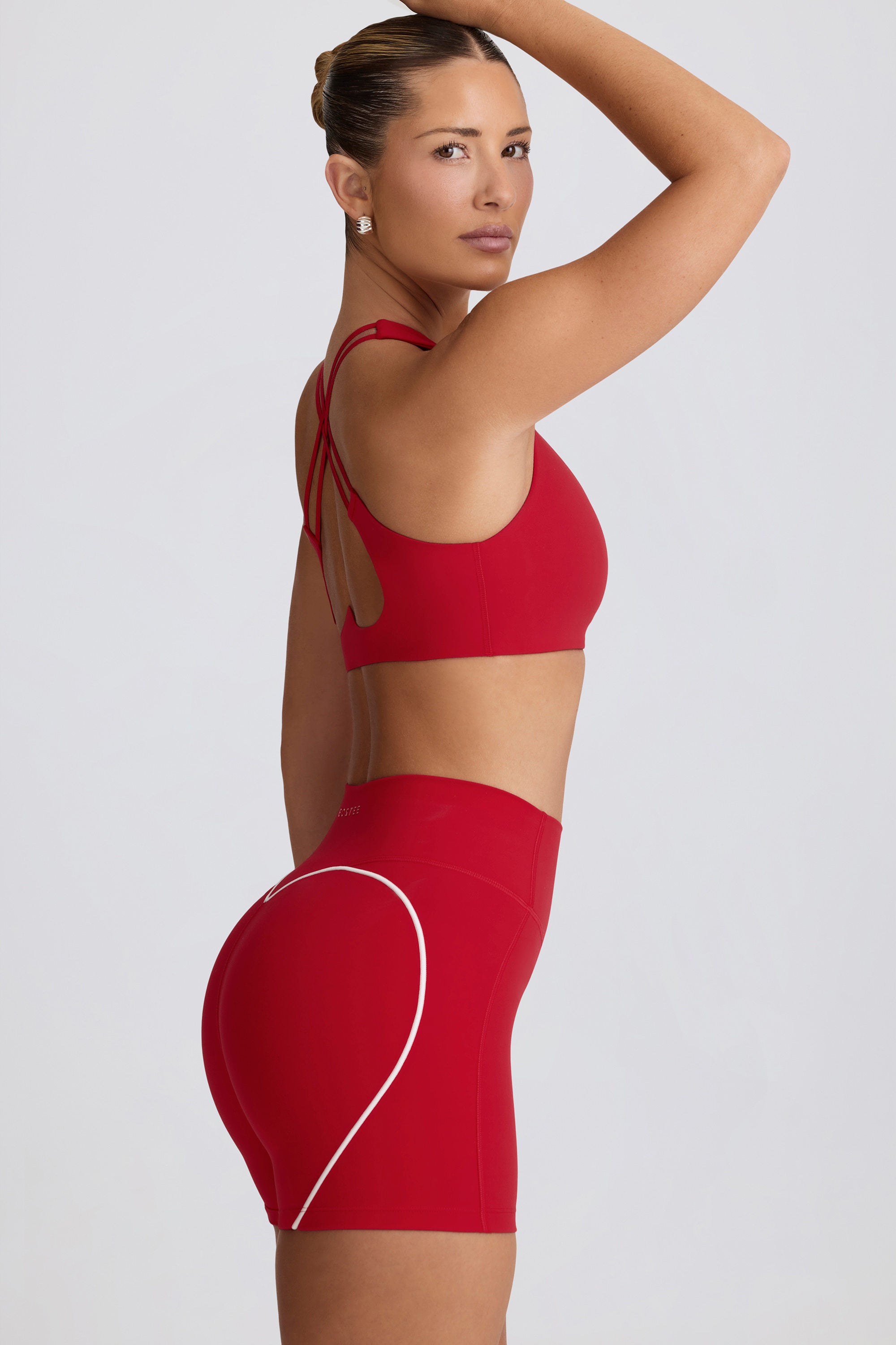 Soft Active V-Neck Sports Bra in Hot Red - Image 3