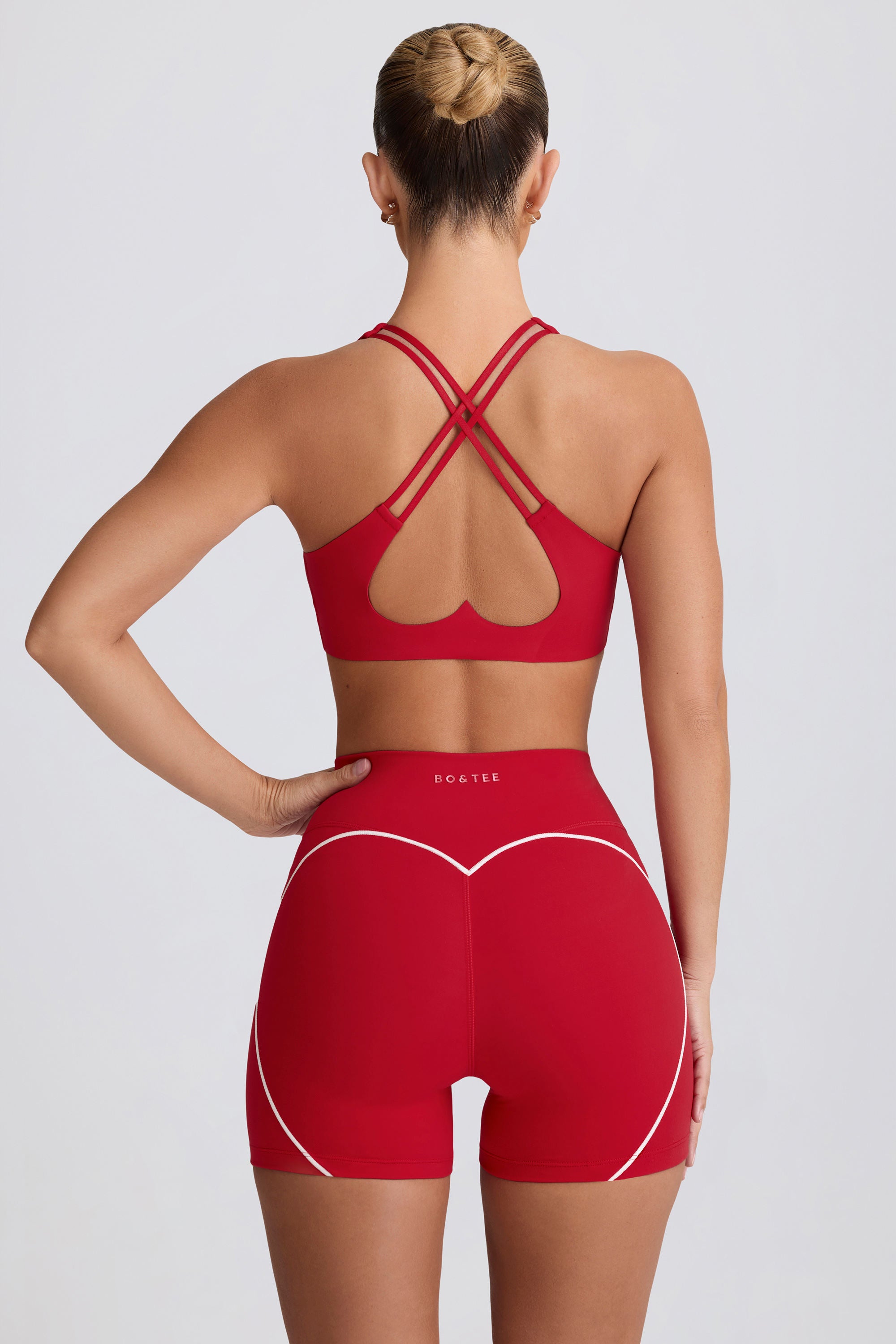 Soft Active V-Neck Sports Bra in Hot Red - Image 6
