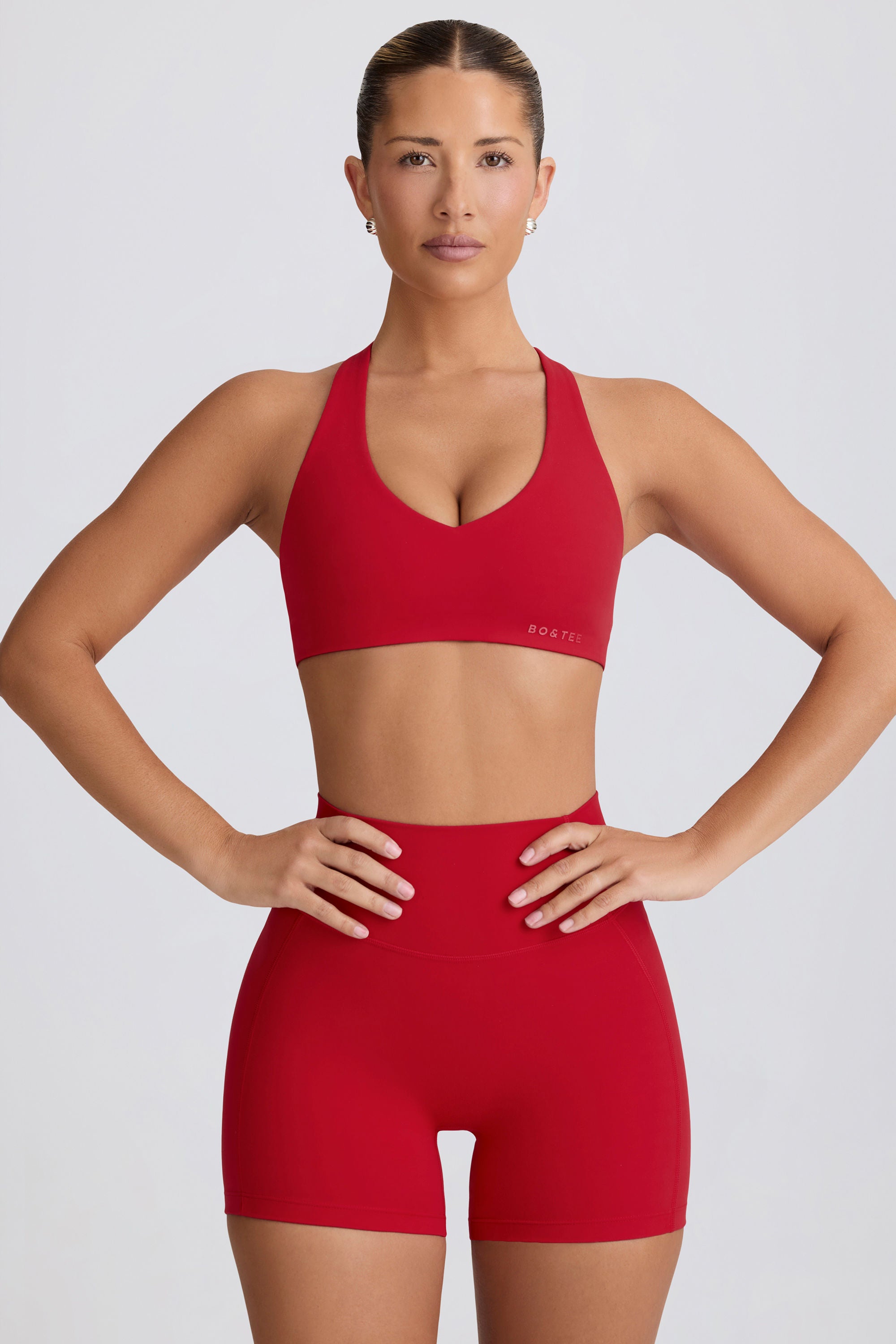 Soft Active V-Neck Sports Bra in Hot Red - Image 7