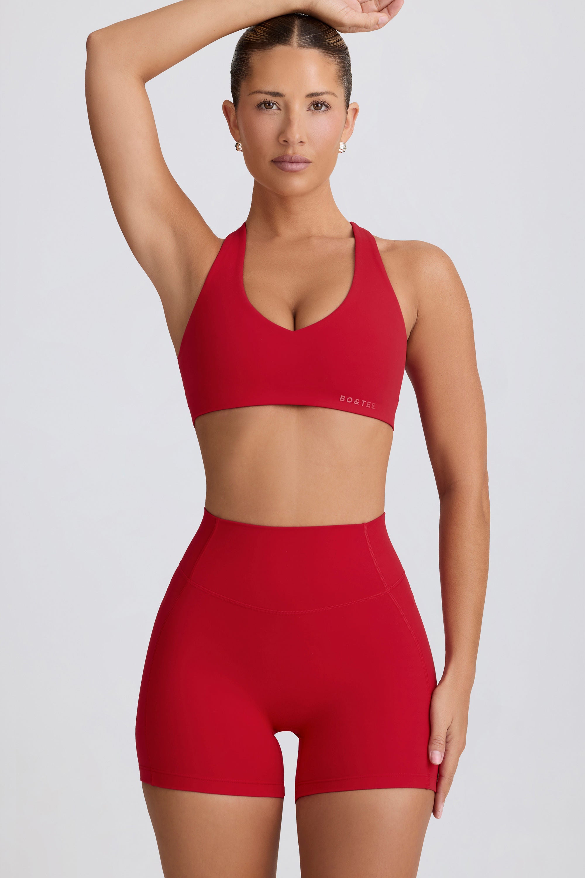 Soft Active V-Neck Sports Bra in Hot Red - Image 8