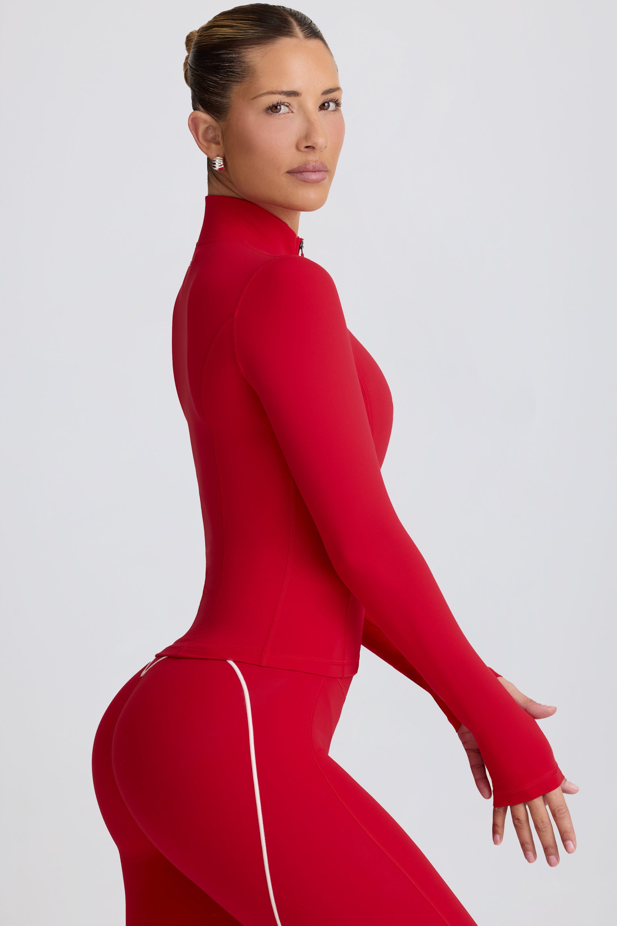 Soft Active Zip-Up Jacket in Hot Red - Image 3