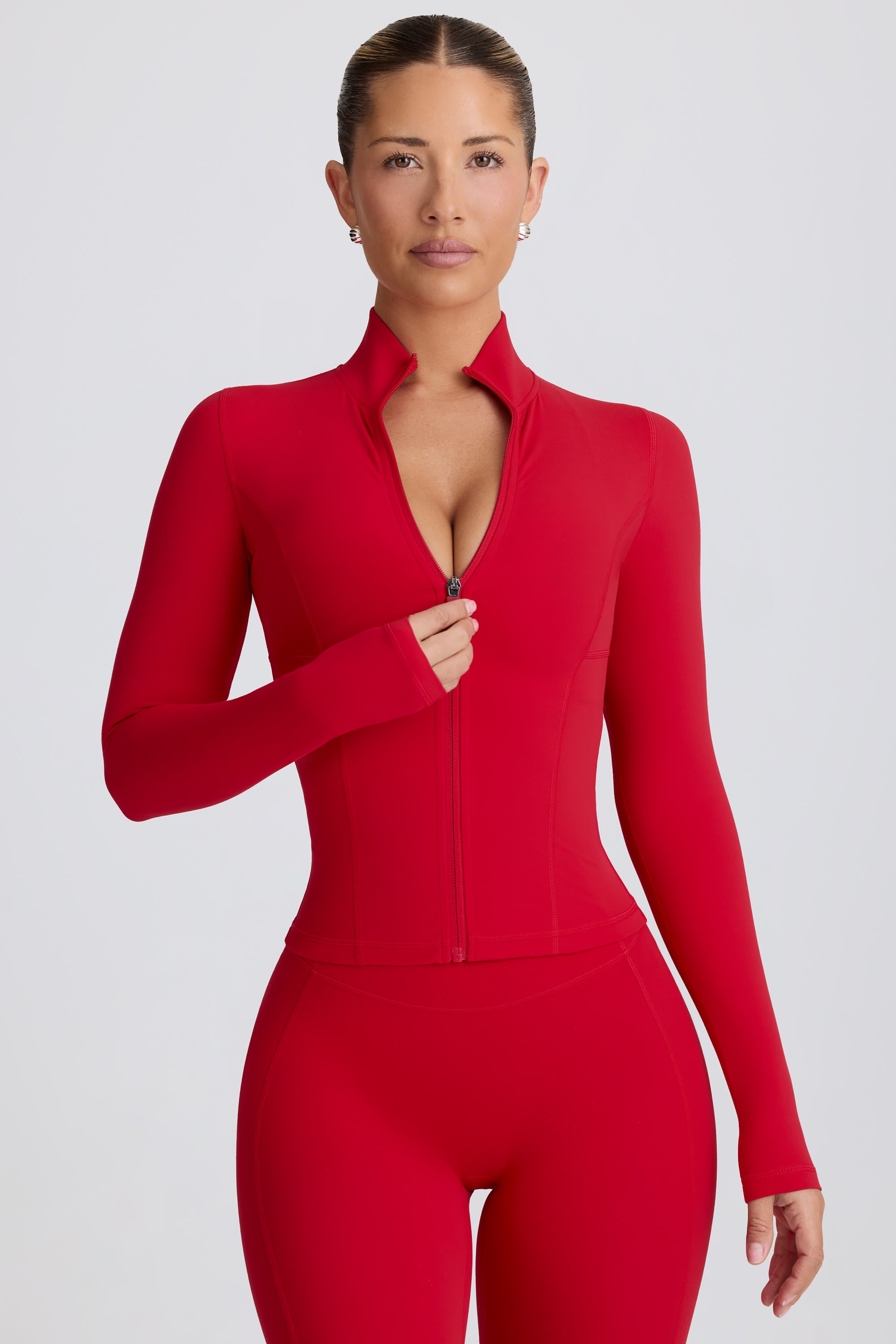 Soft Active Zip-Up Jacket in Hot Red - Image 5
