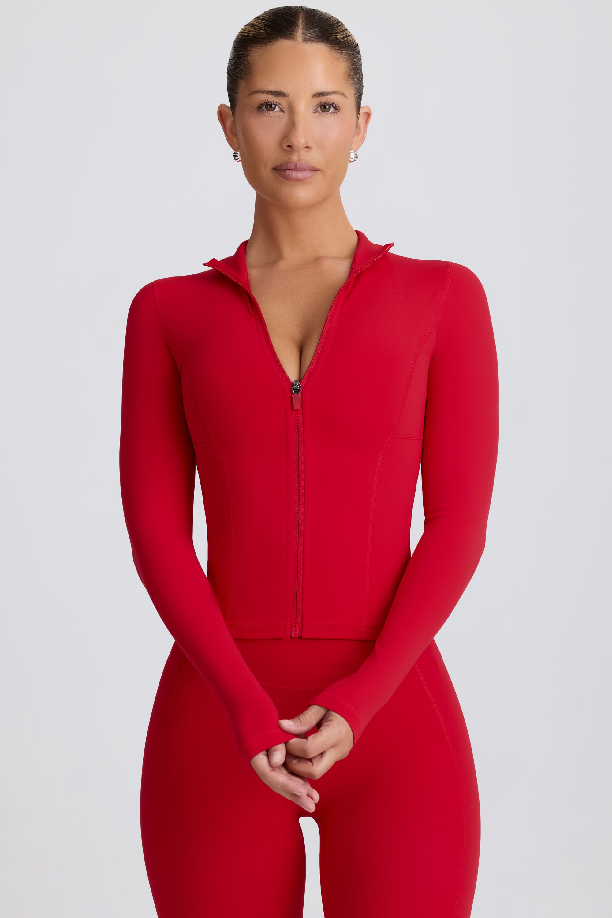 Soft Active Zip-Up Jacket in Hot Red - Image 7