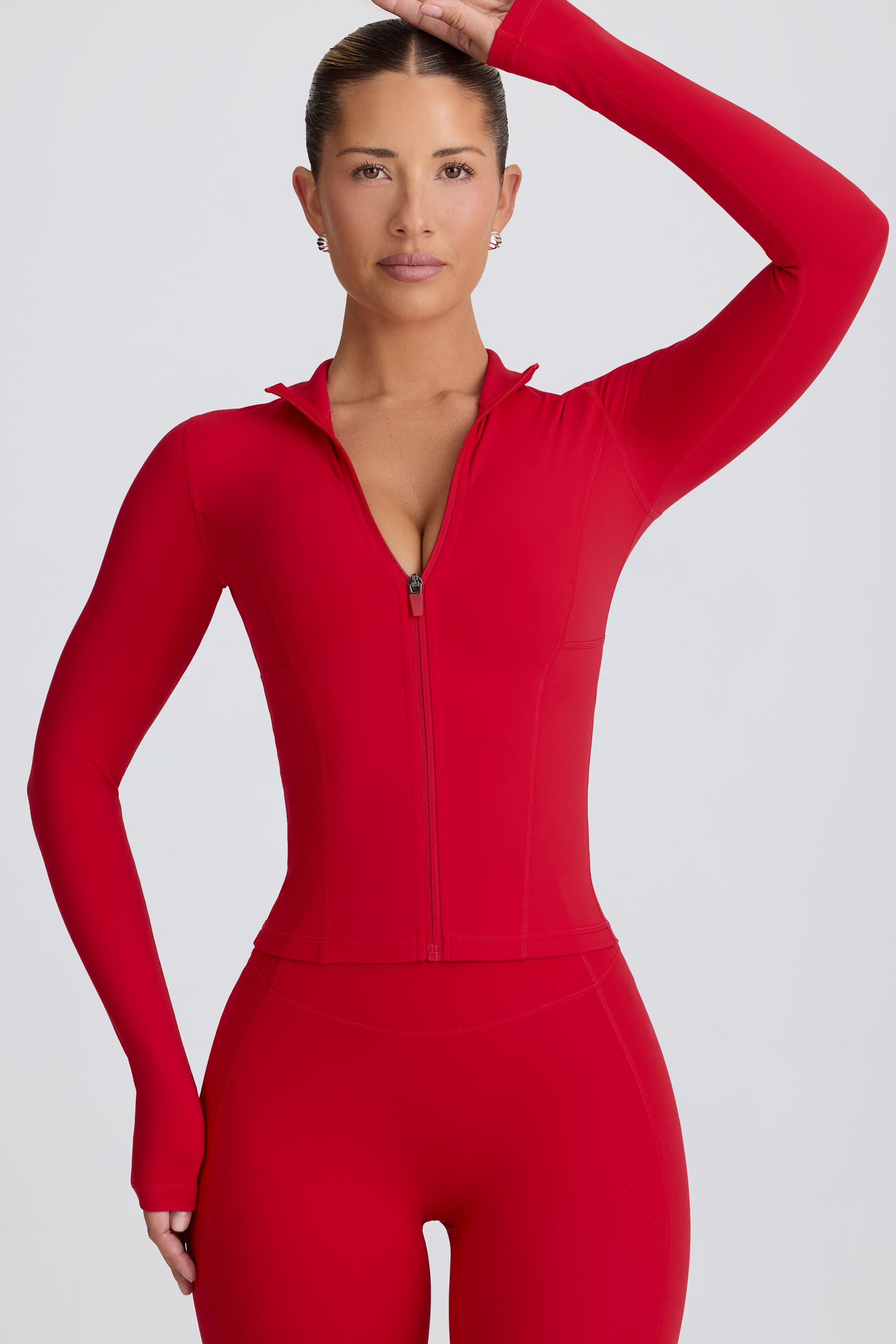 Soft Active Zip-Up Jacket in Hot Red - Image 8
