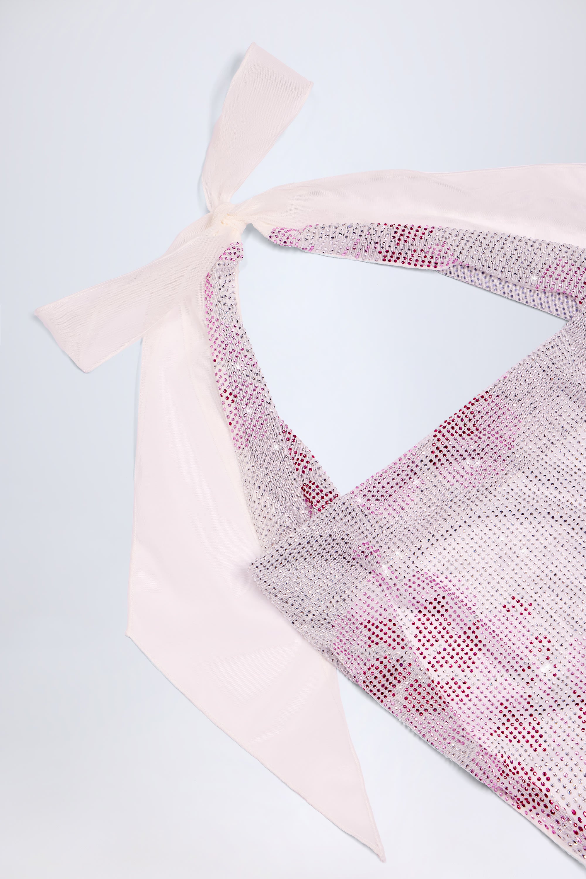 Soleya Embellished Cowl-Neck Maxi Dress in Pink and White Hotfix - Image 5