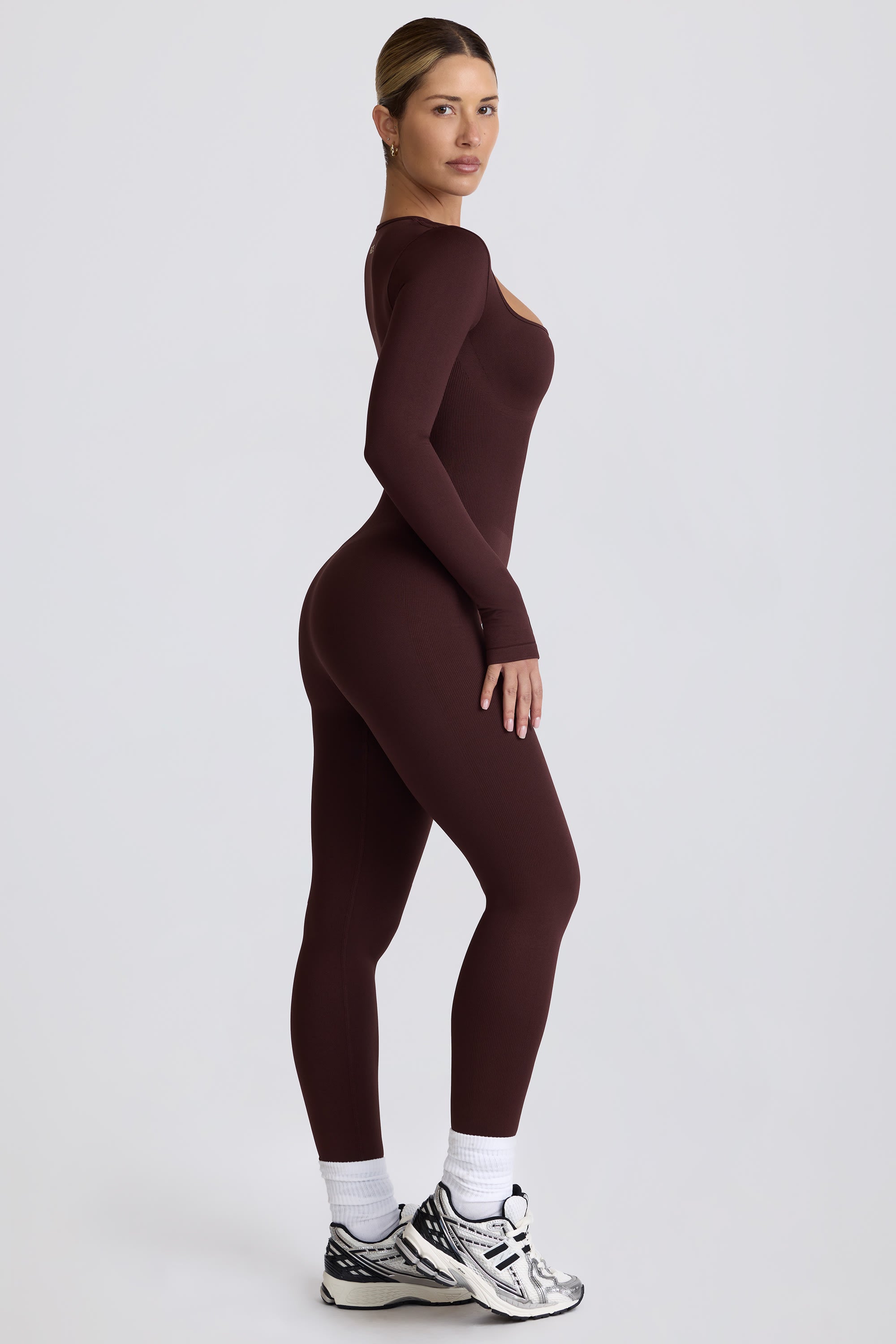 Super Sculpt Seamless Full-Length Jumpsuit in Chocolate - Image 4