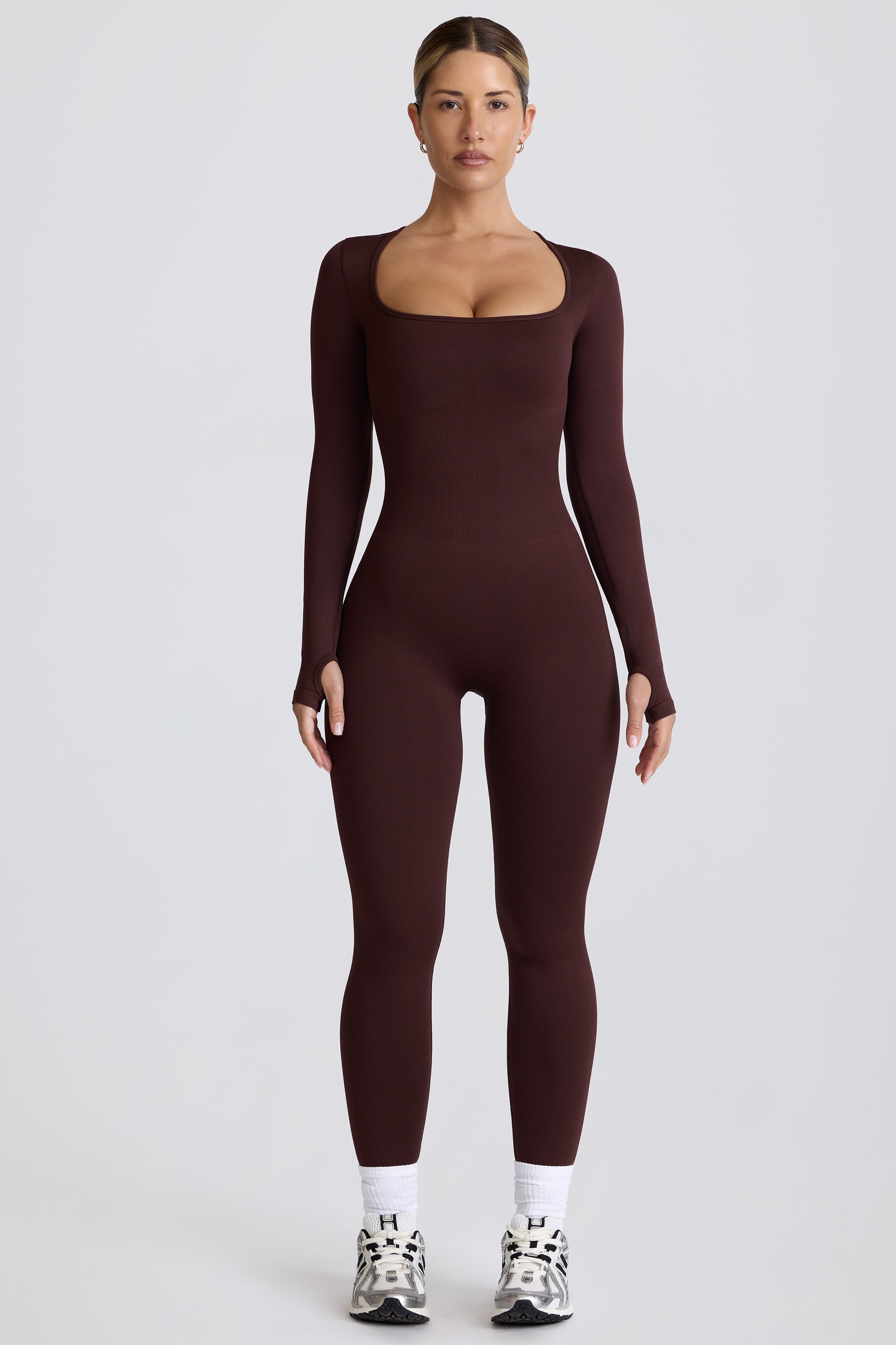 Super Sculpt Seamless Full-Length Jumpsuit in Chocolate - Image 7