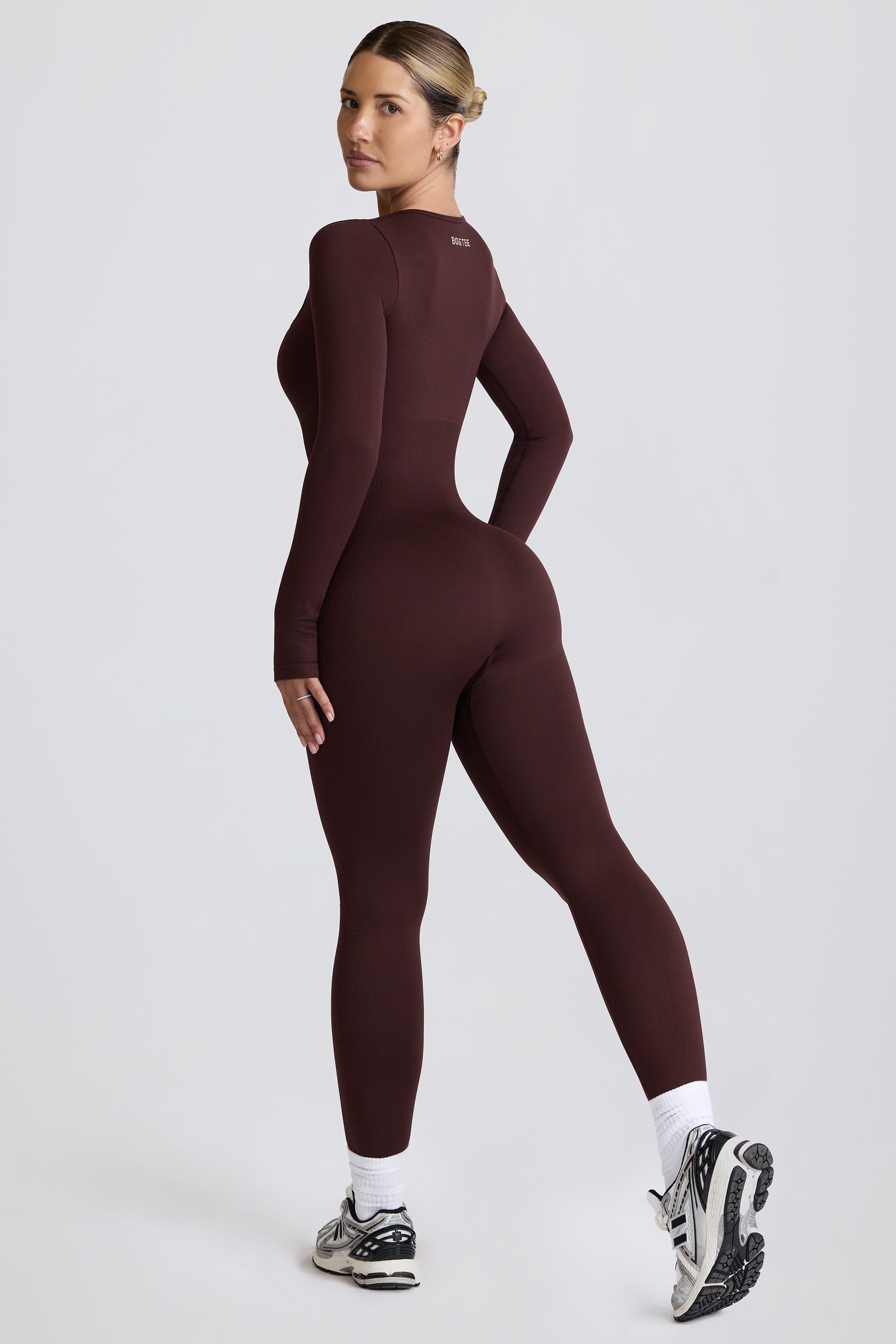 Super Sculpt Seamless Full-Length Jumpsuit in Chocolate - Image 8