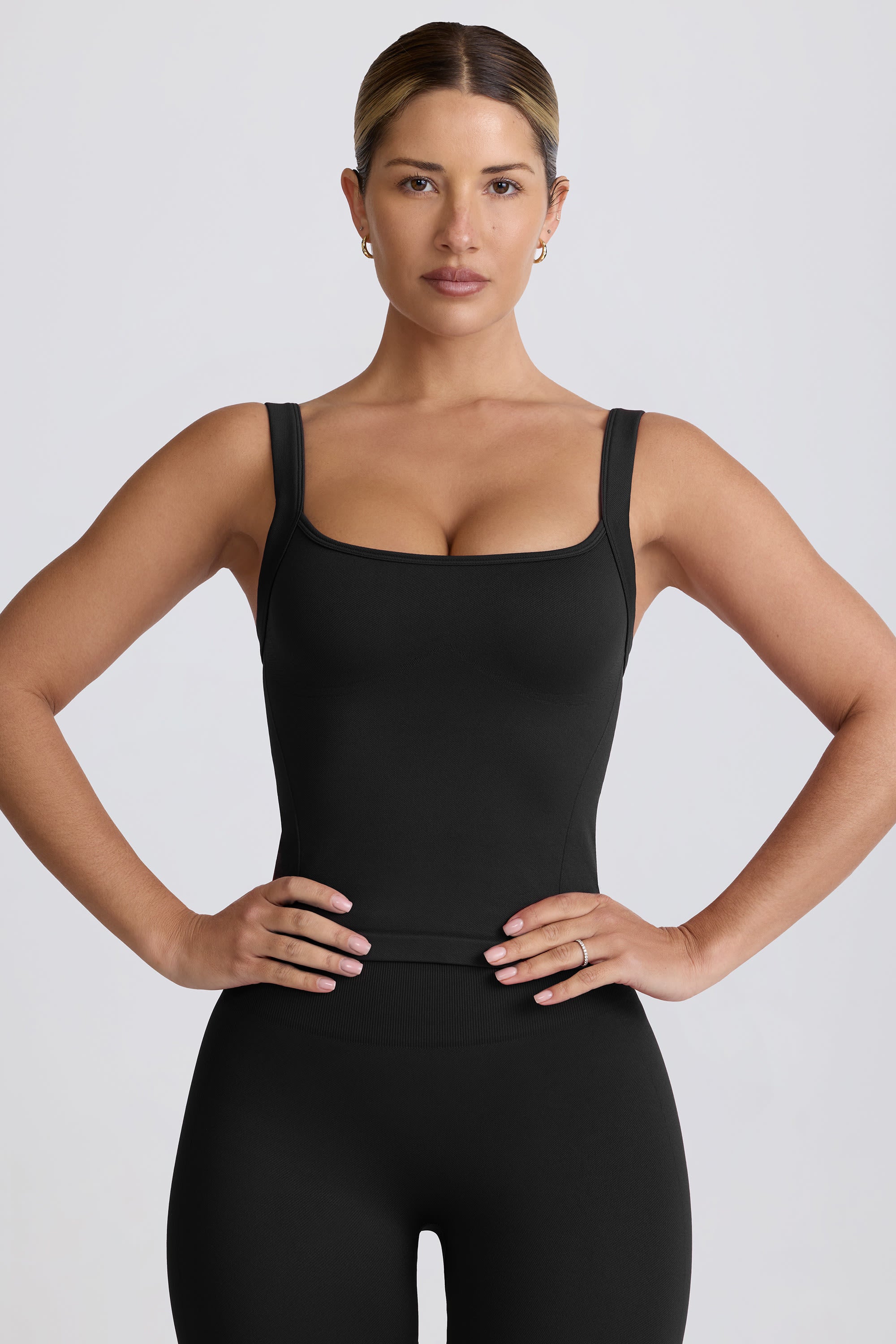 Super Sculpt Seamless Longline Tank Top in Black - Image 6