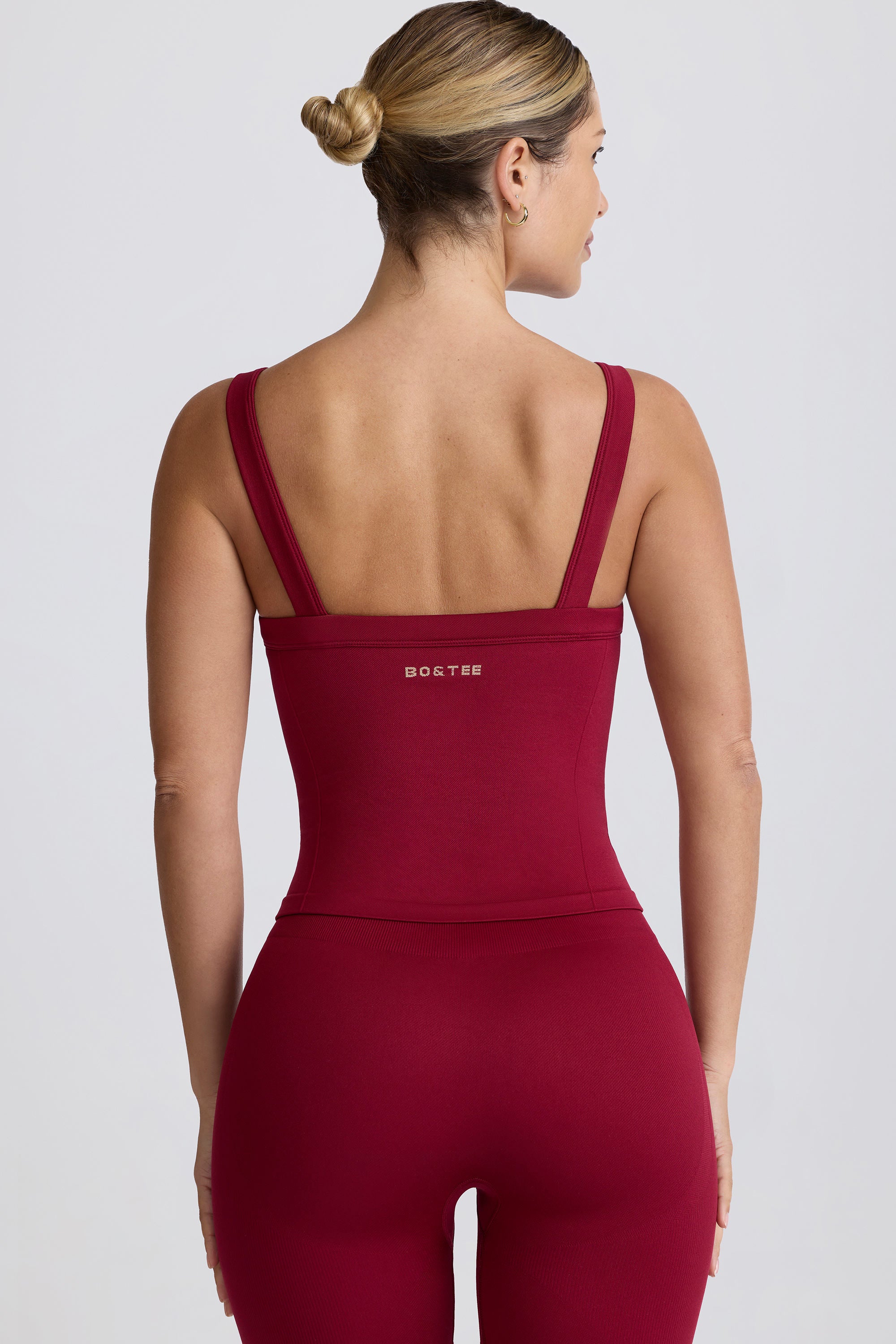Super Sculpt Seamless Longline Tank Top in Burgundy - Image 3