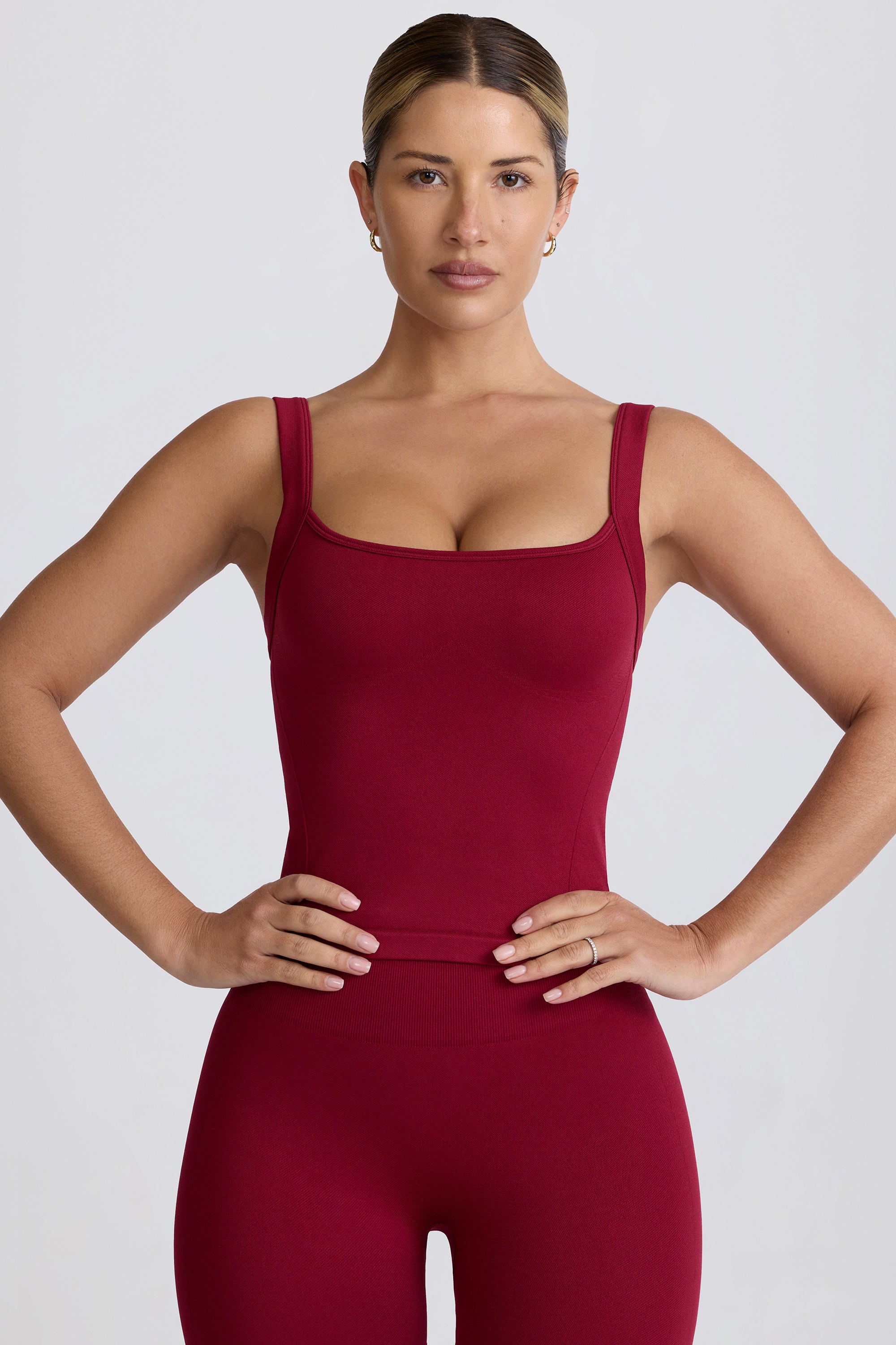 Super Sculpt Seamless Longline Tank Top in Burgundy - Image 8