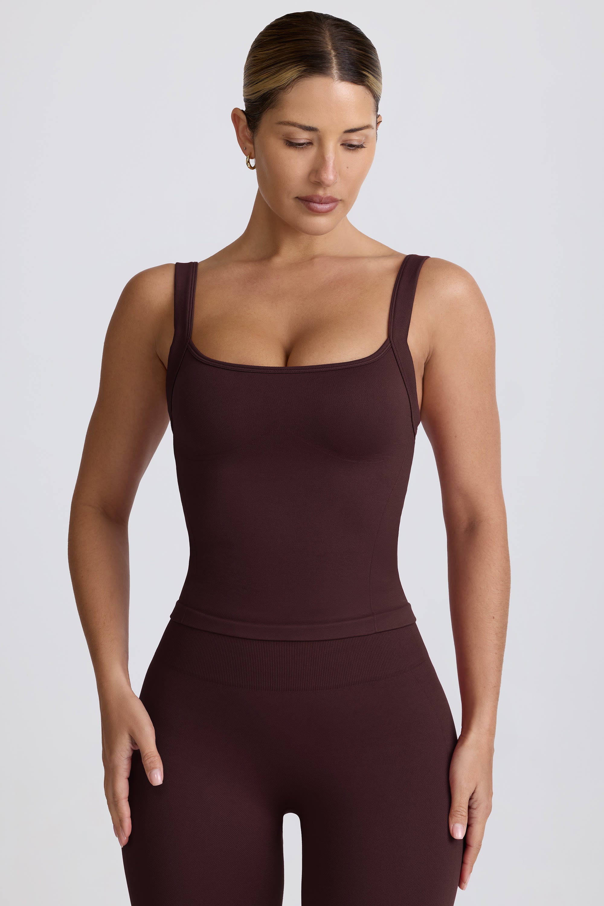 Super Sculpt Seamless Longline Tank Top in Chocolate - Image 8