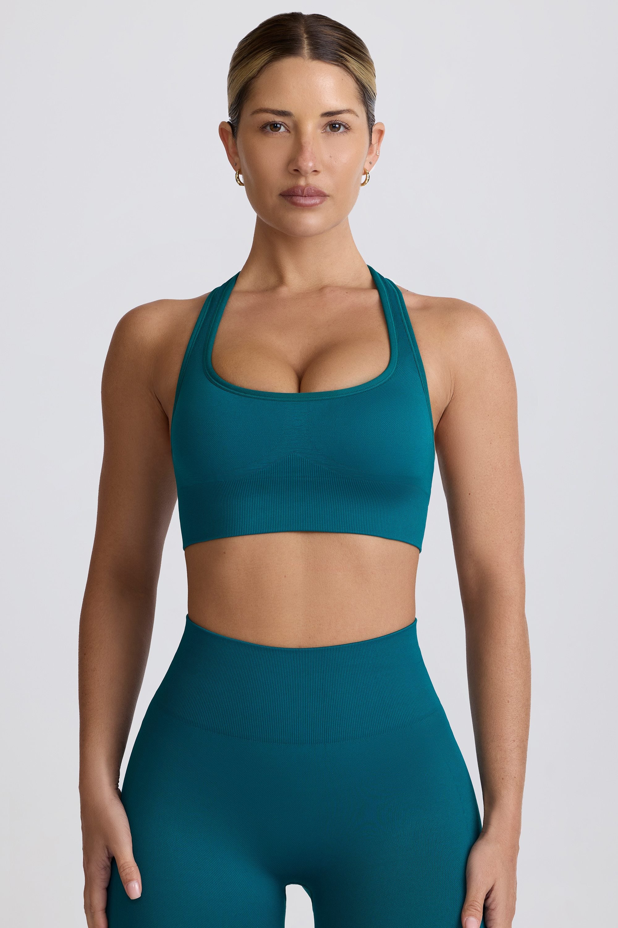 Super Sculpt Seamless T-Back Sports Bra in Teal - Image 3
