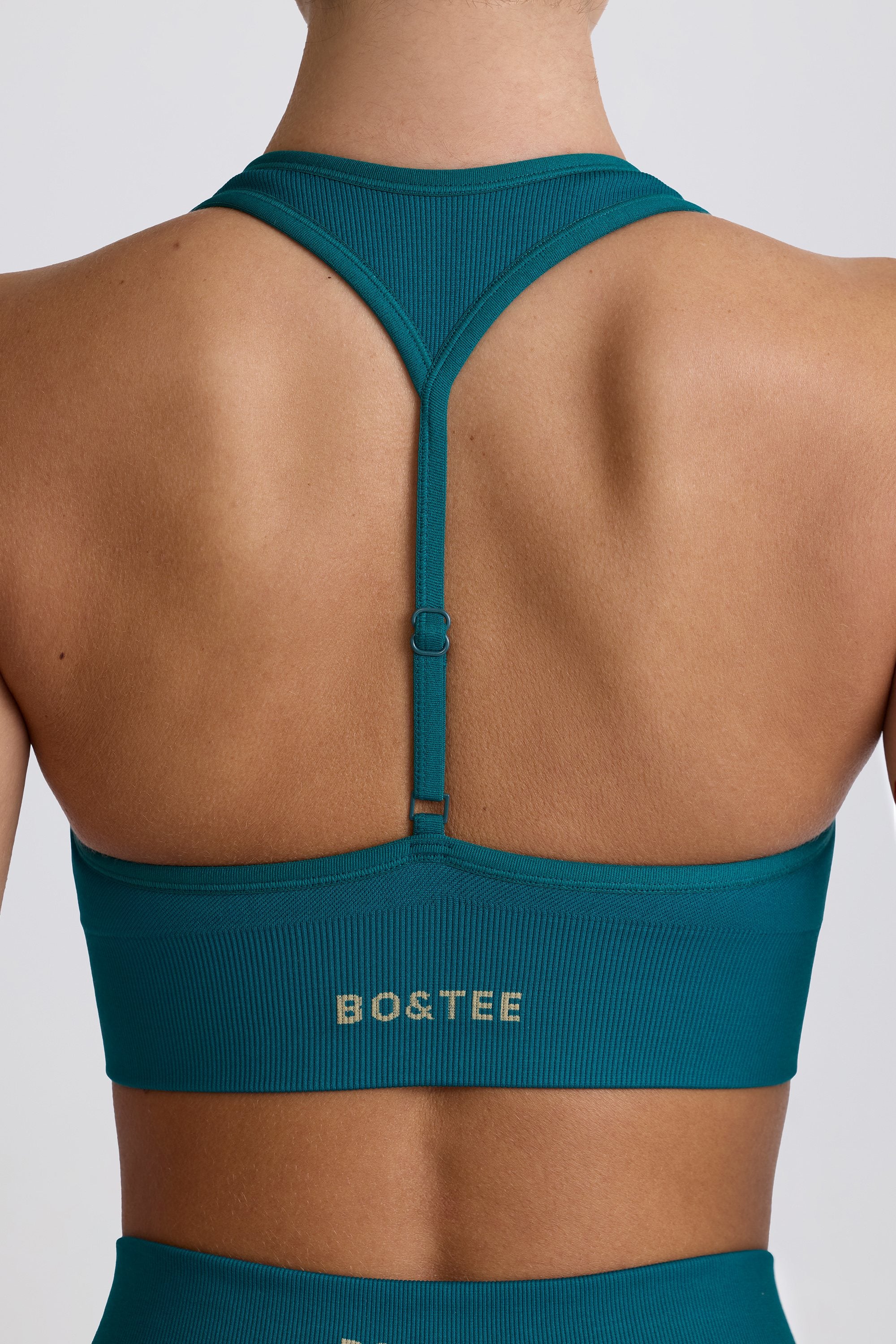 Super Sculpt Seamless T-Back Sports Bra in Teal - Image 5