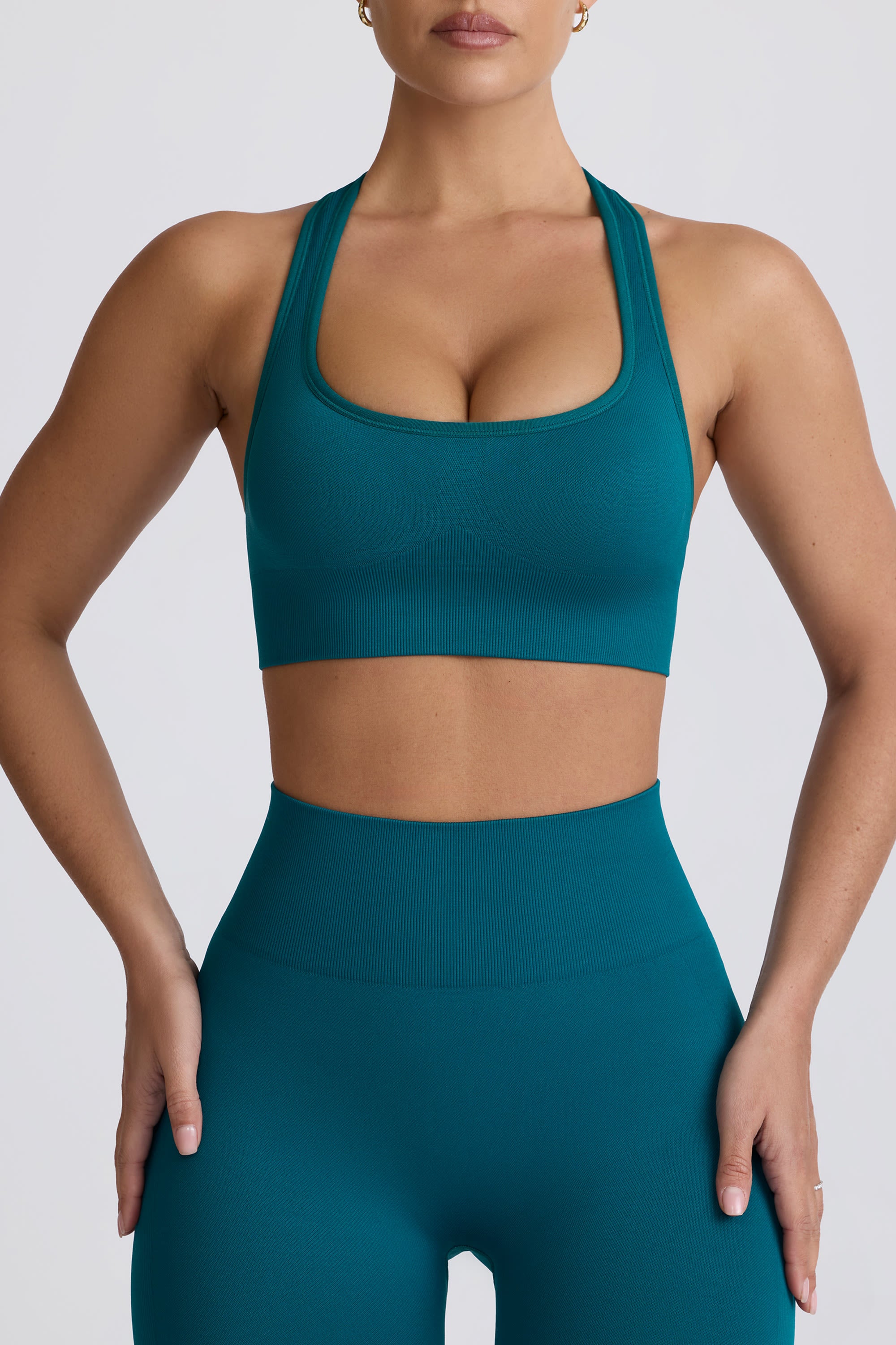 Super Sculpt Seamless T-Back Sports Bra in Teal - Image 8