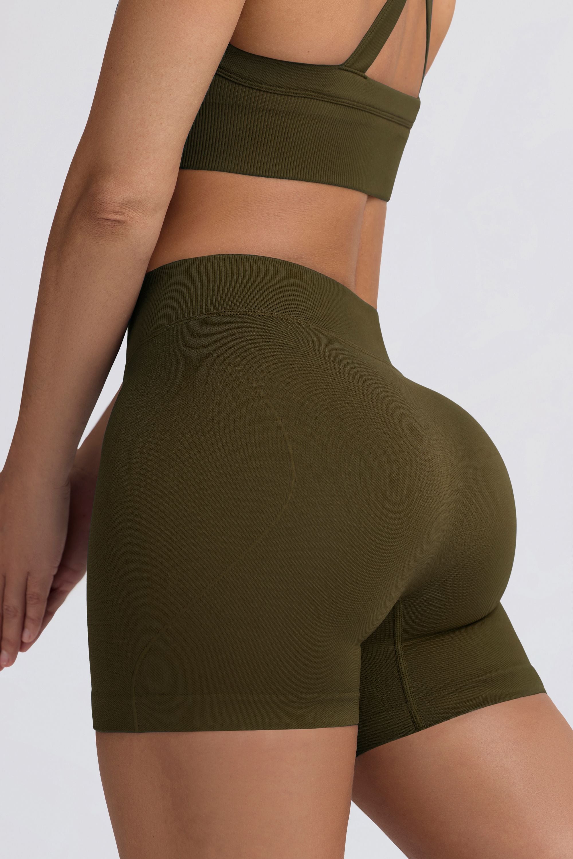Super Sculpt Seamless Mini Shorts in Dark Green - Image 6