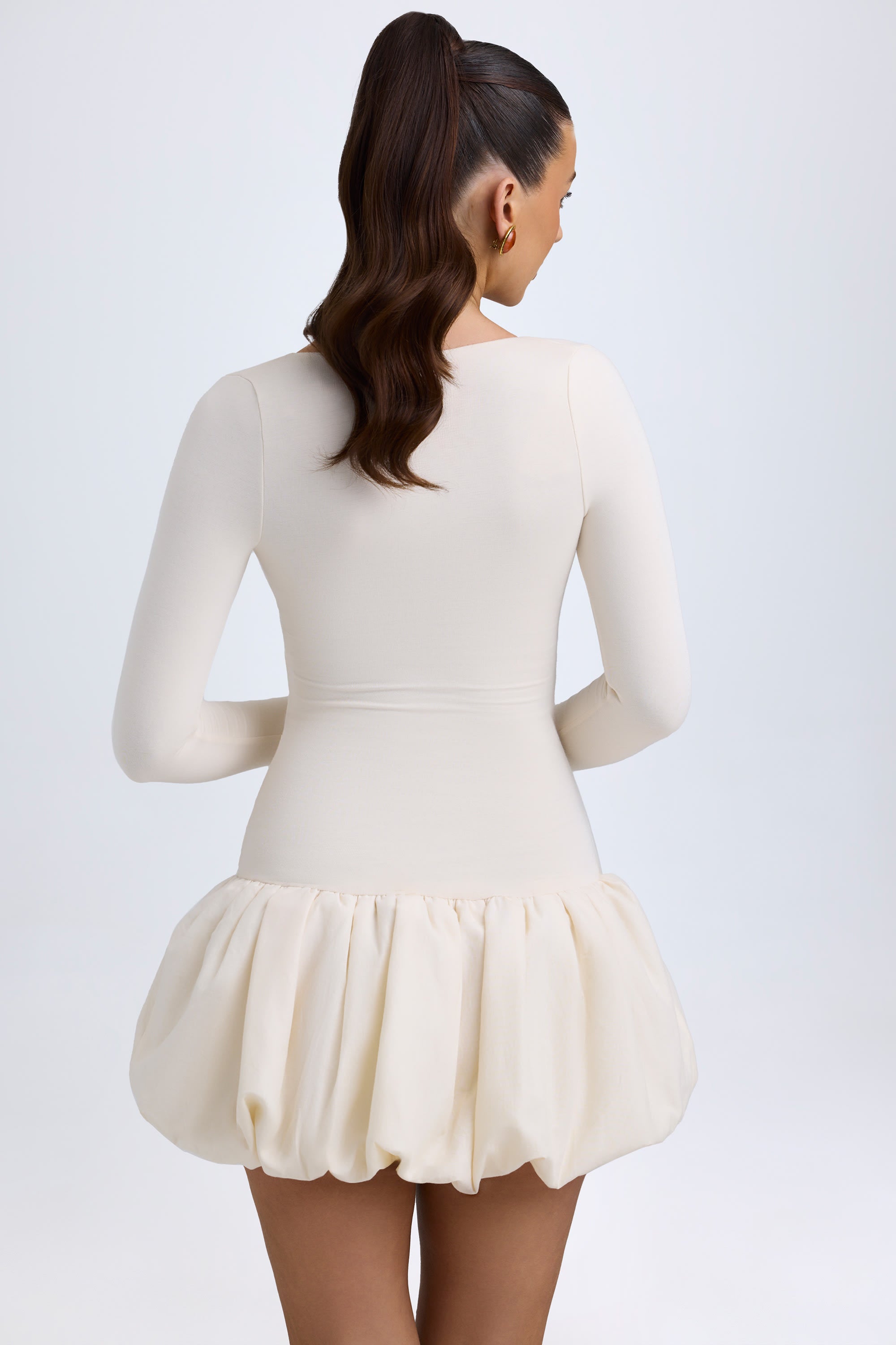 Tallou Modal Drop-Waist Bubble Hem Mini Dress in Ivory - Image 2