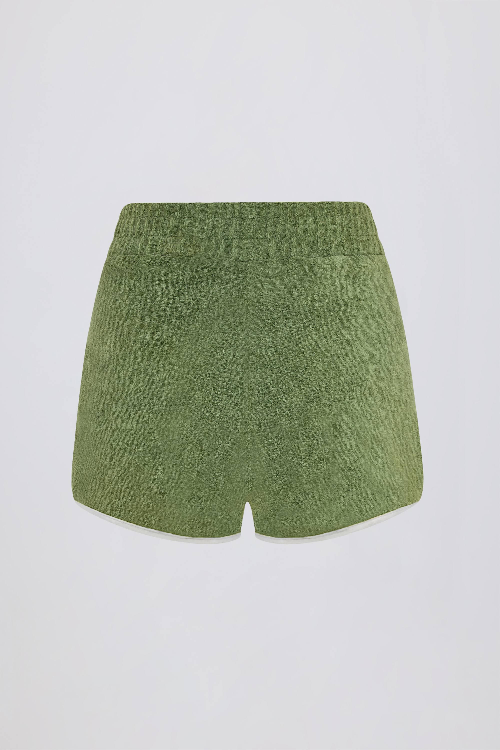 Terry Towelling Mid-Rise Shorts in Green - Image 3