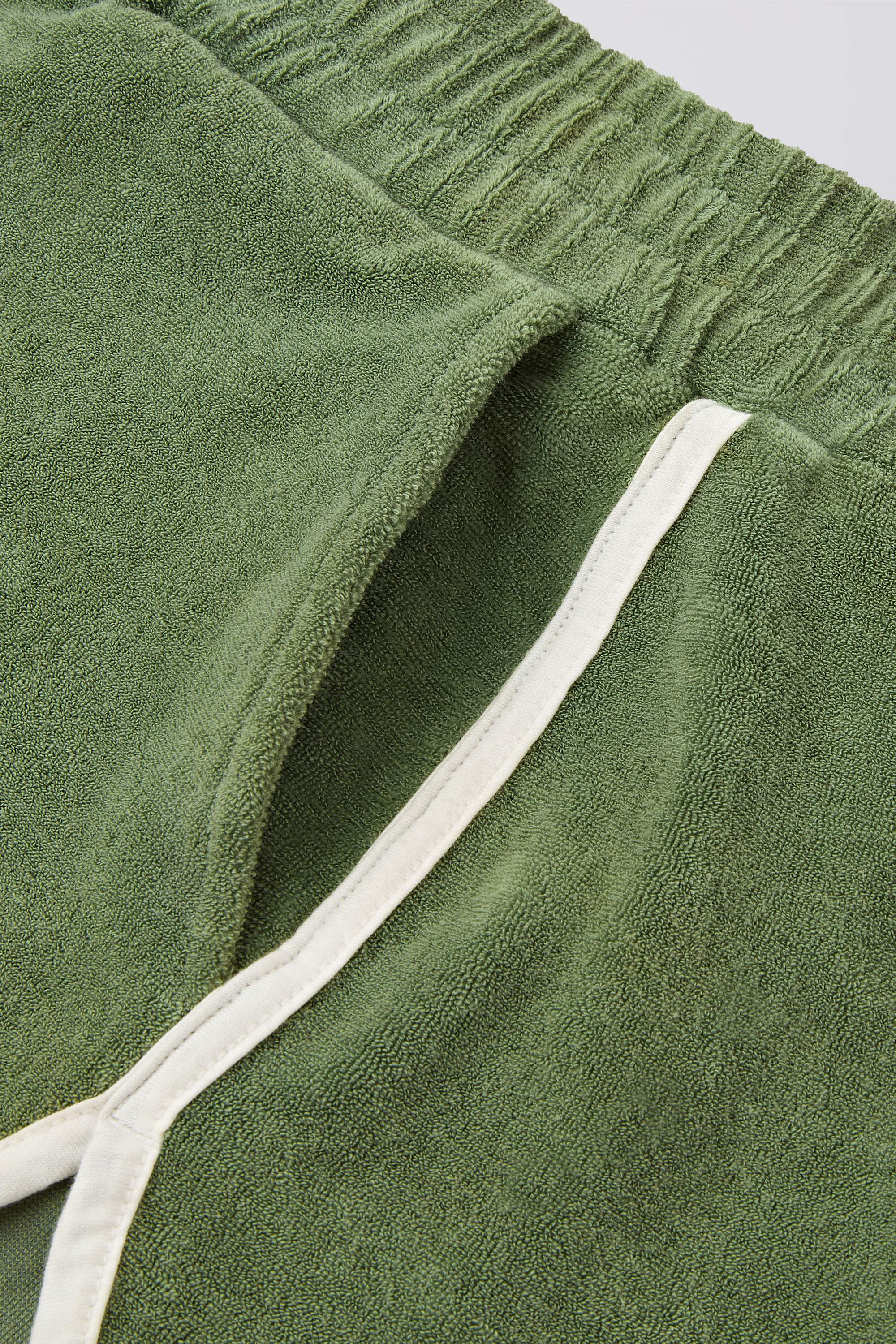 Terry Towelling Mid-Rise Shorts in Green - Image 6