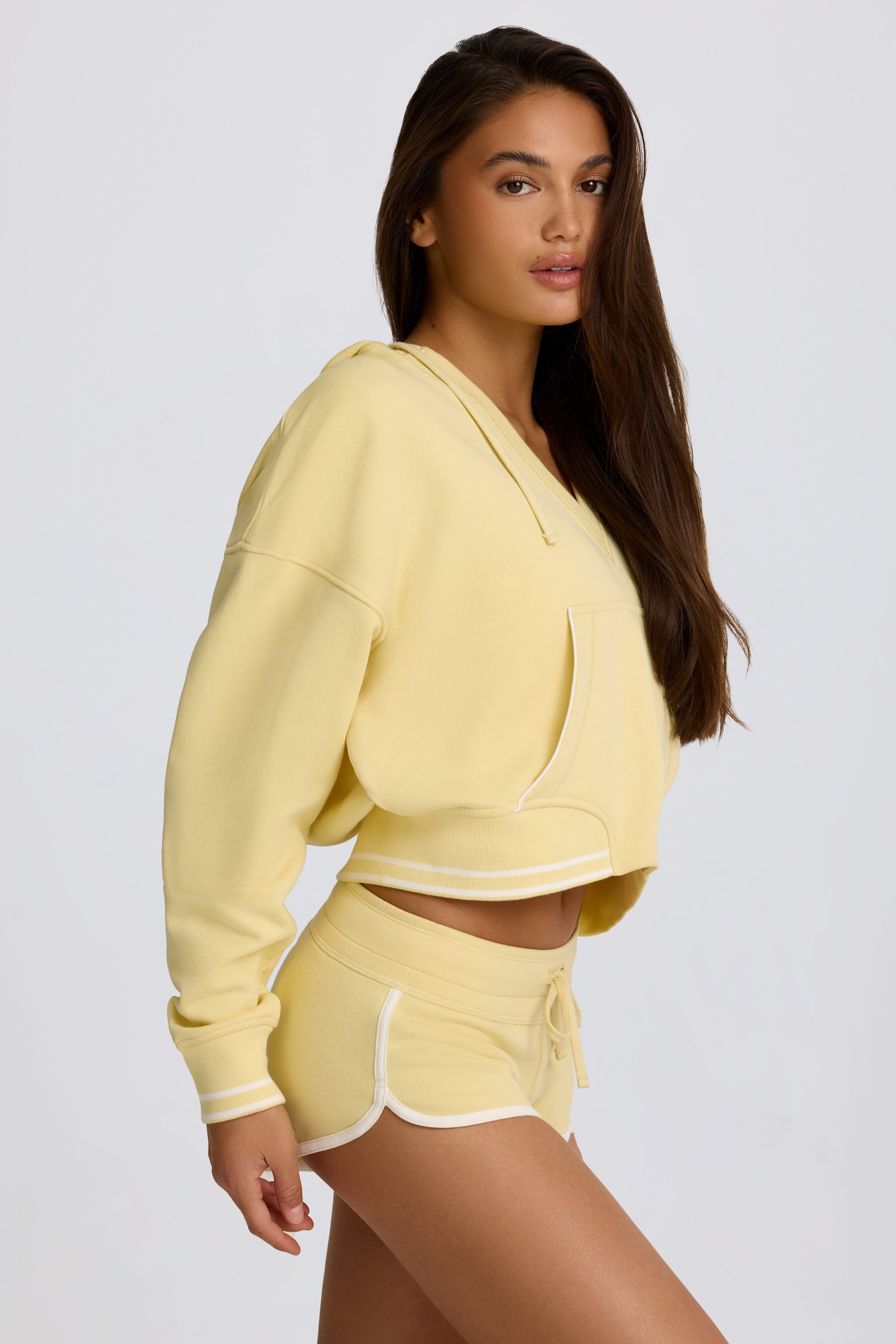 V-Neck Hoodie in Lemon - Image 4