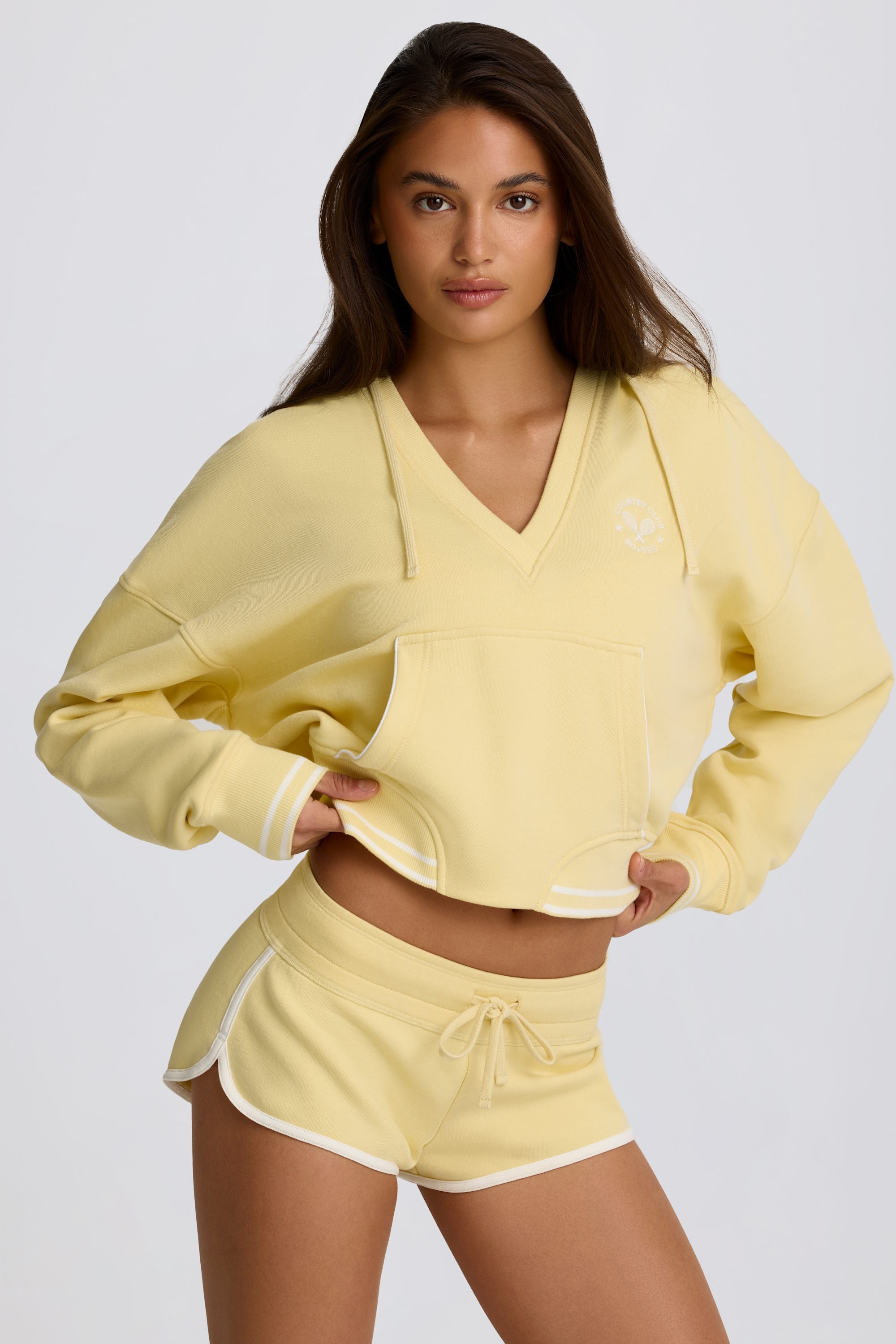 V-Neck Hoodie in Lemon - Image 5