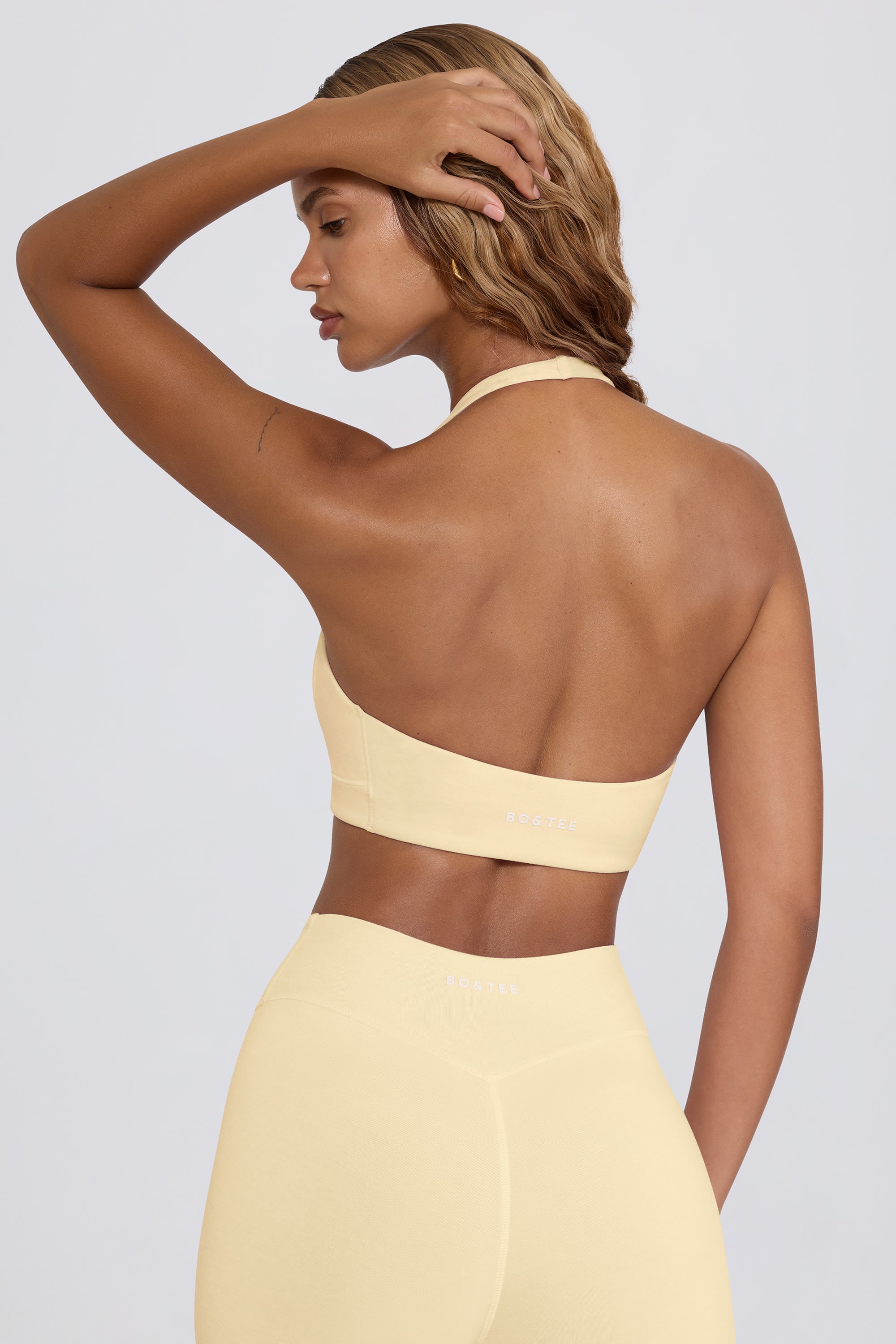 V-Neck Sports Bra in Lemon Marl - Image 2
