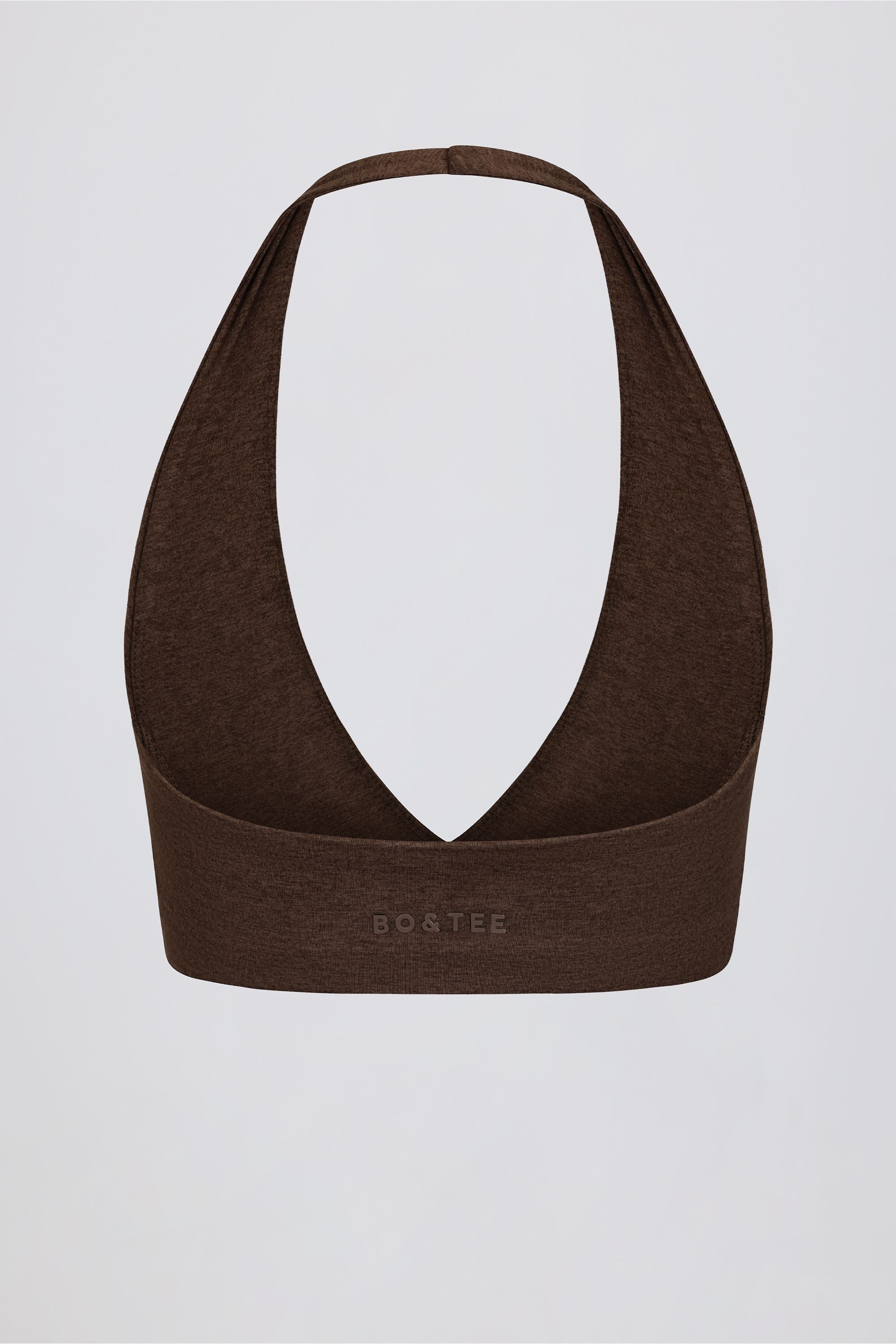 V-Neck Sports Bra in Pecan Marl - Image 5